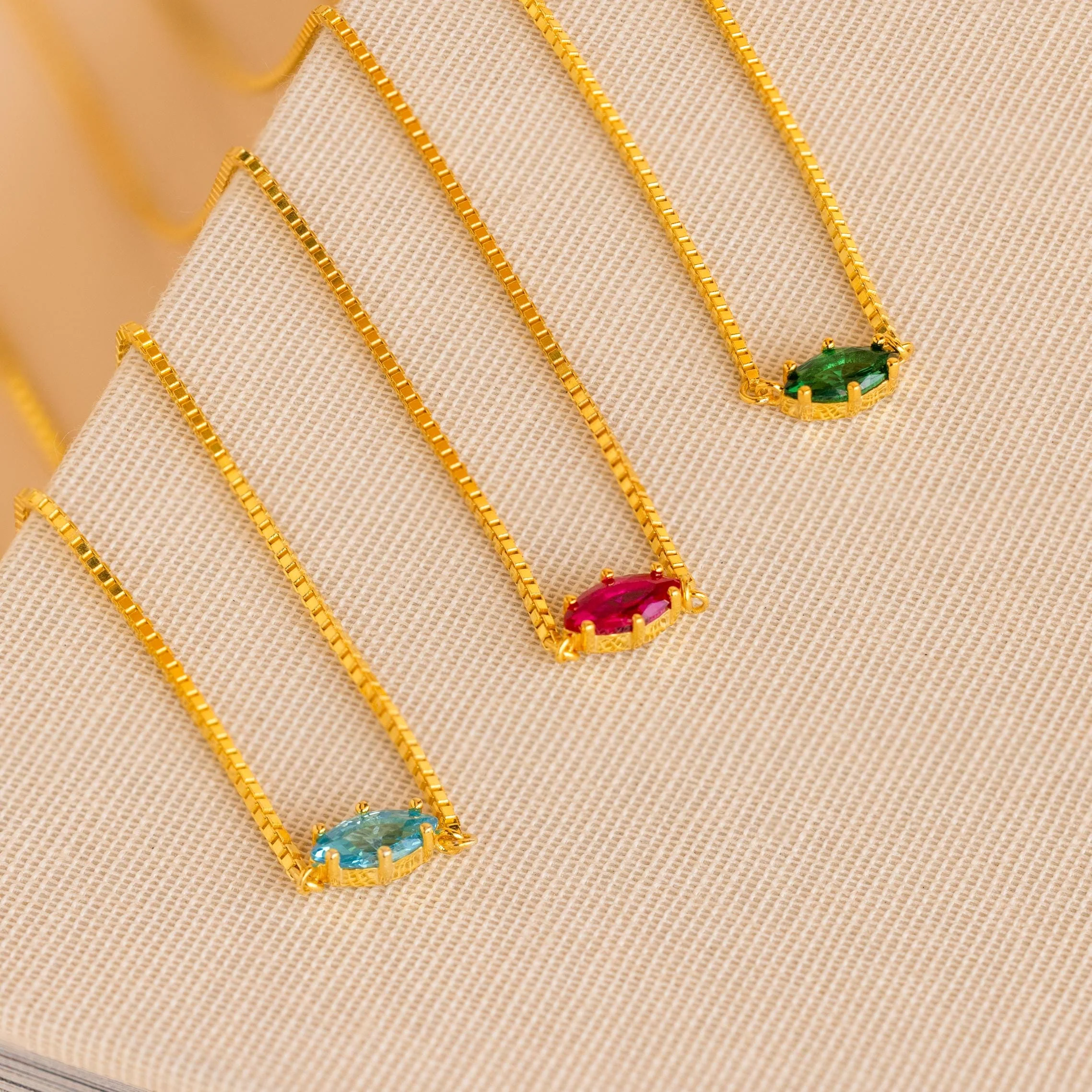 Dainty Marquise Birthstone Necklace - Image 2