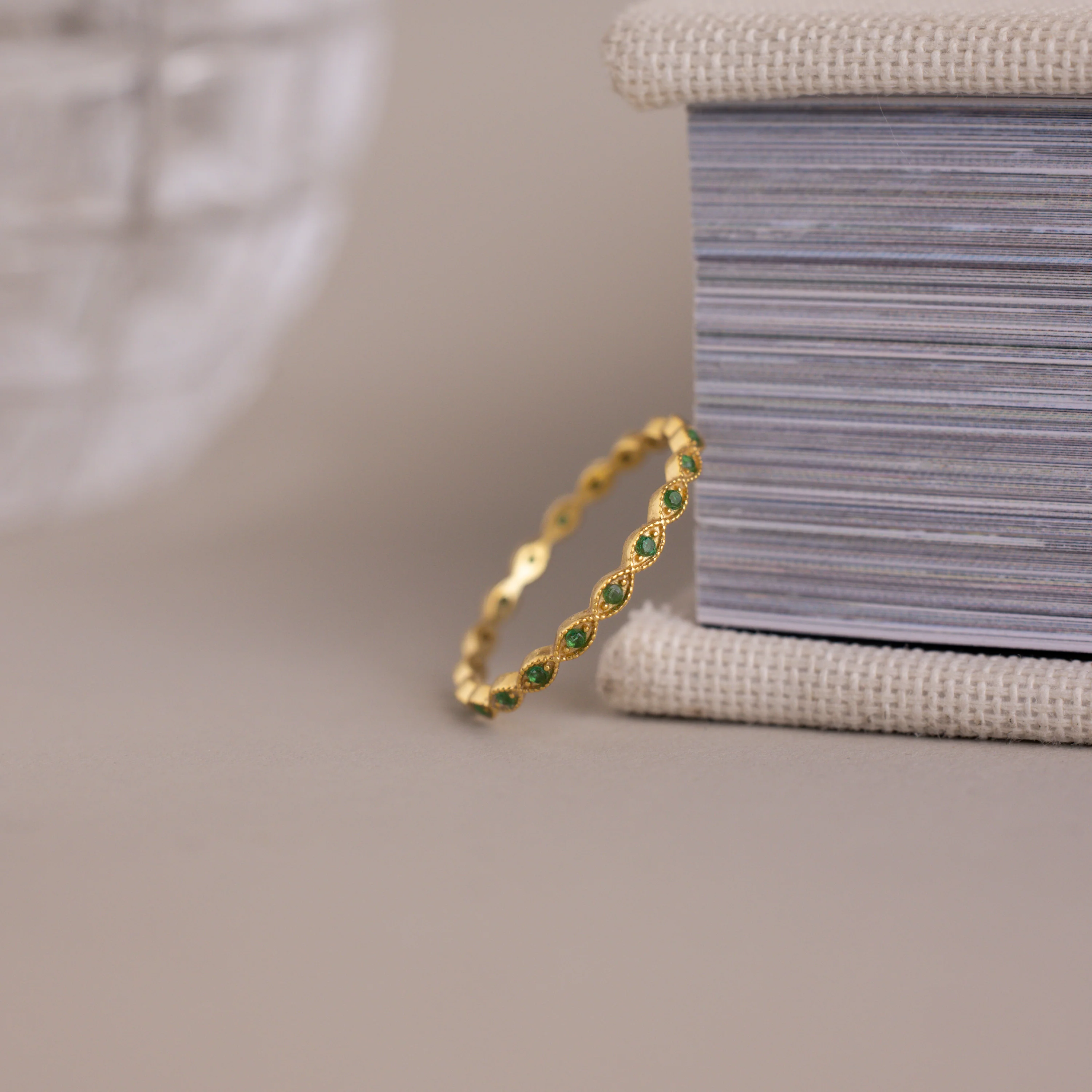 Dainty Marquise Emerald Ring - Image 3