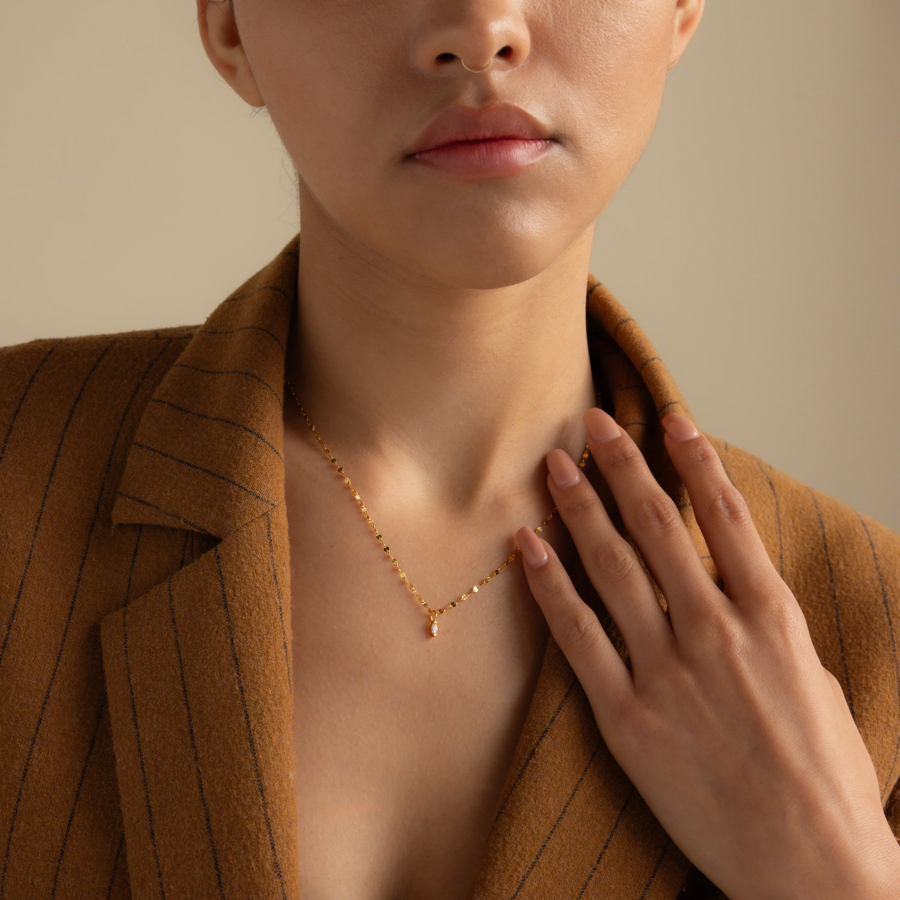 Dainty Marquise Pendant Necklace - Image 10
