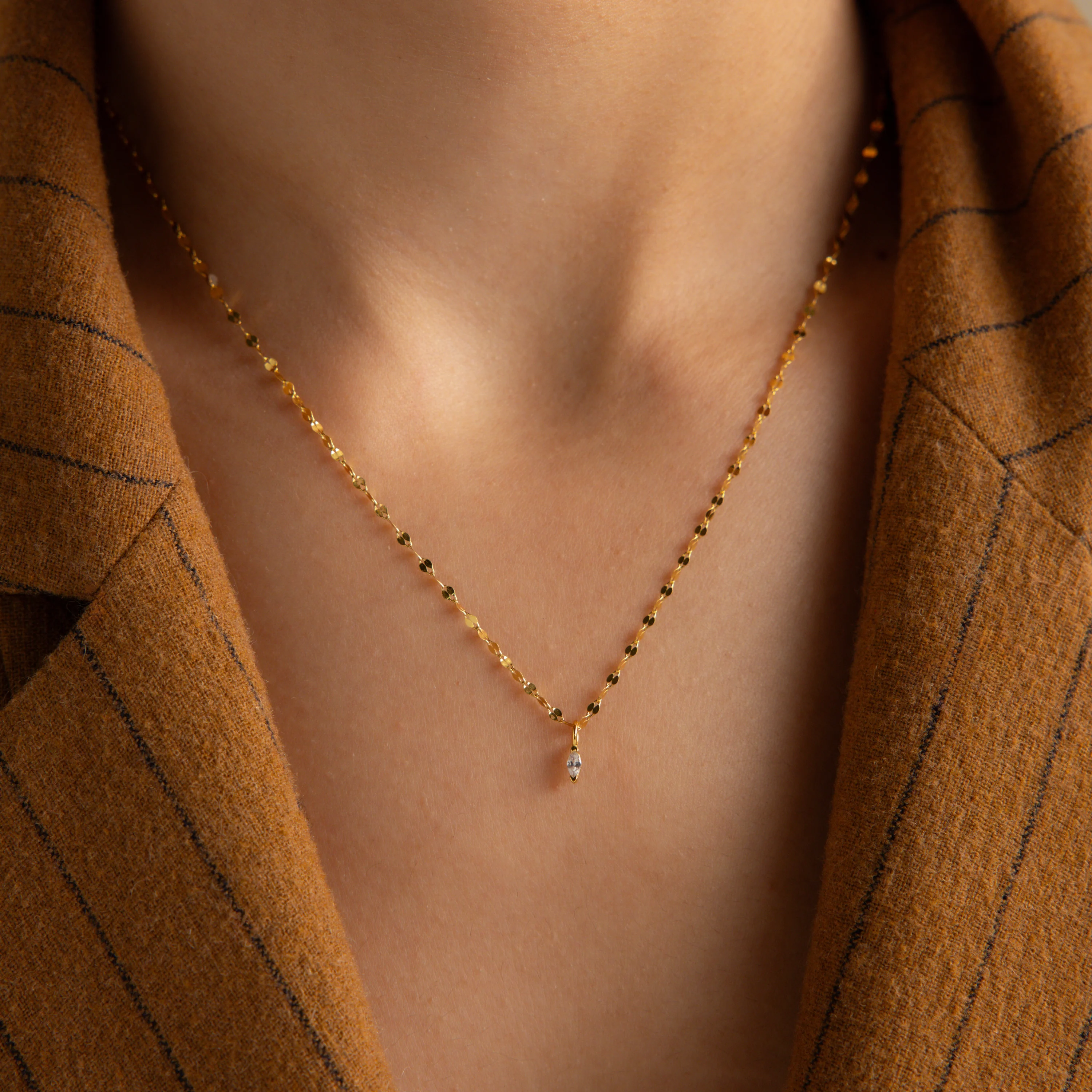 Dainty Marquise Pendant Necklace - Image 4