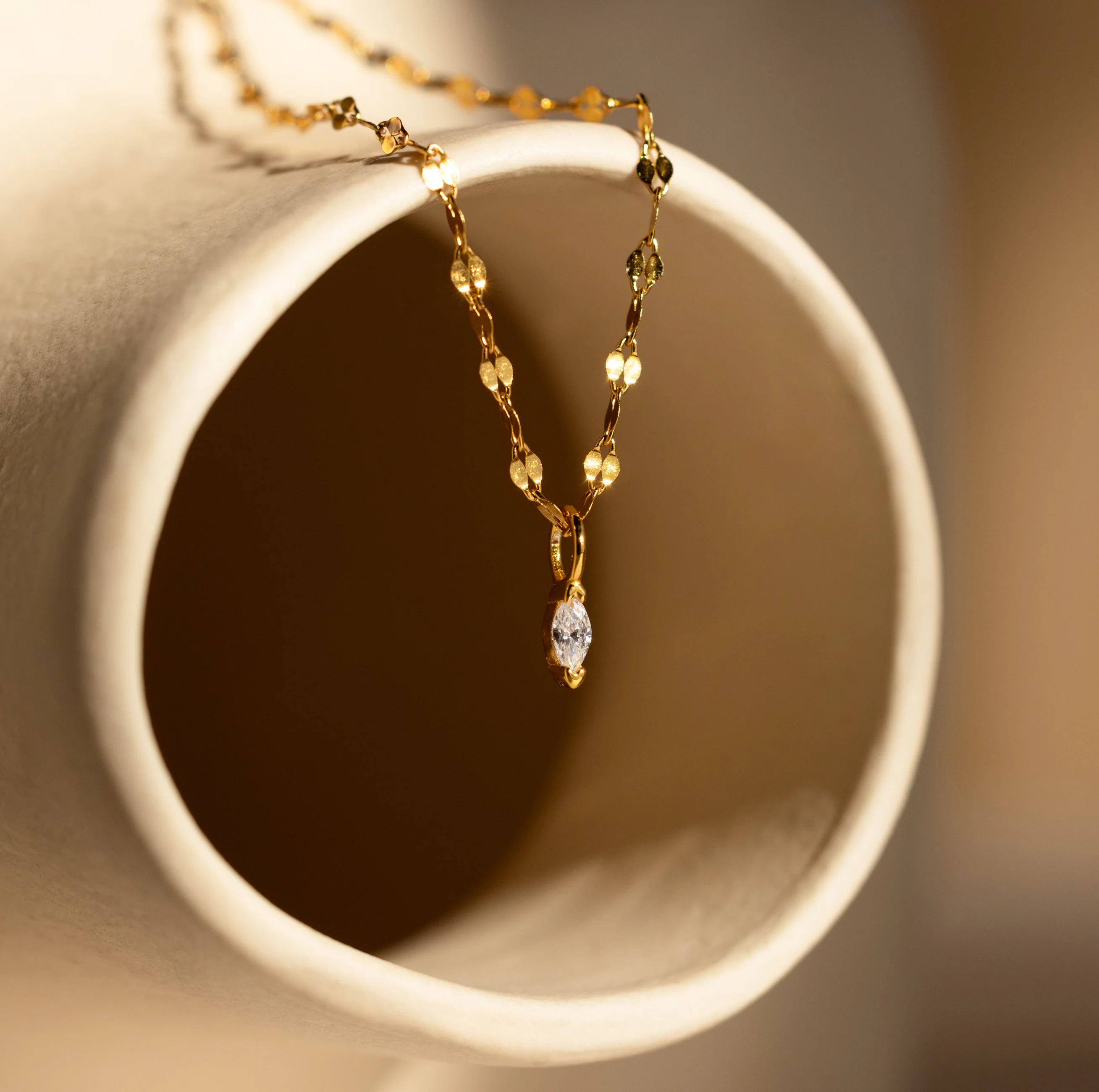 Dainty Marquise Pendant Necklace - Image 9
