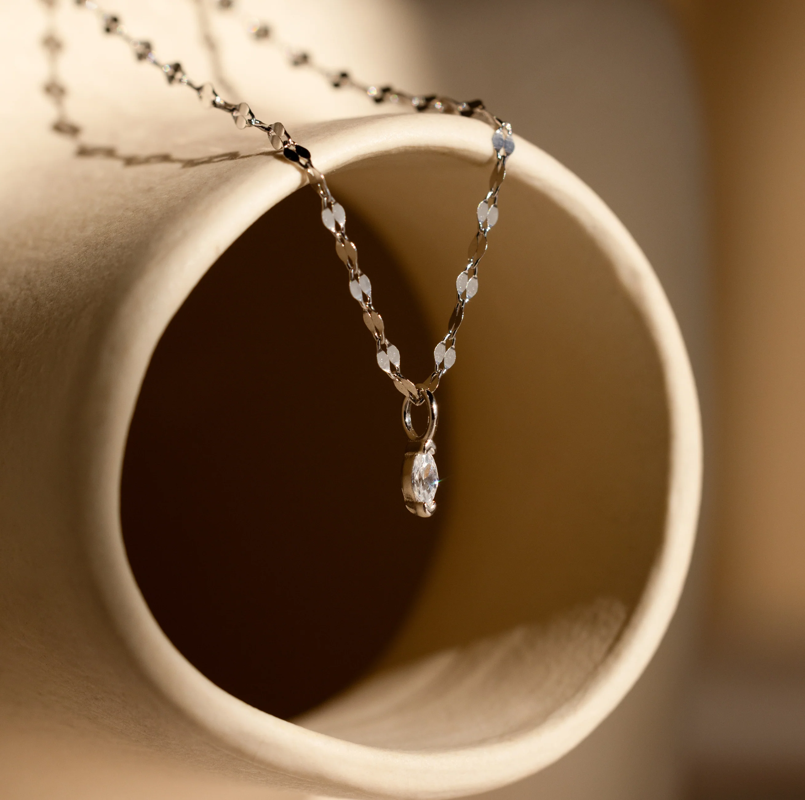 Dainty Marquise Pendant Necklace in Silver - Image 3