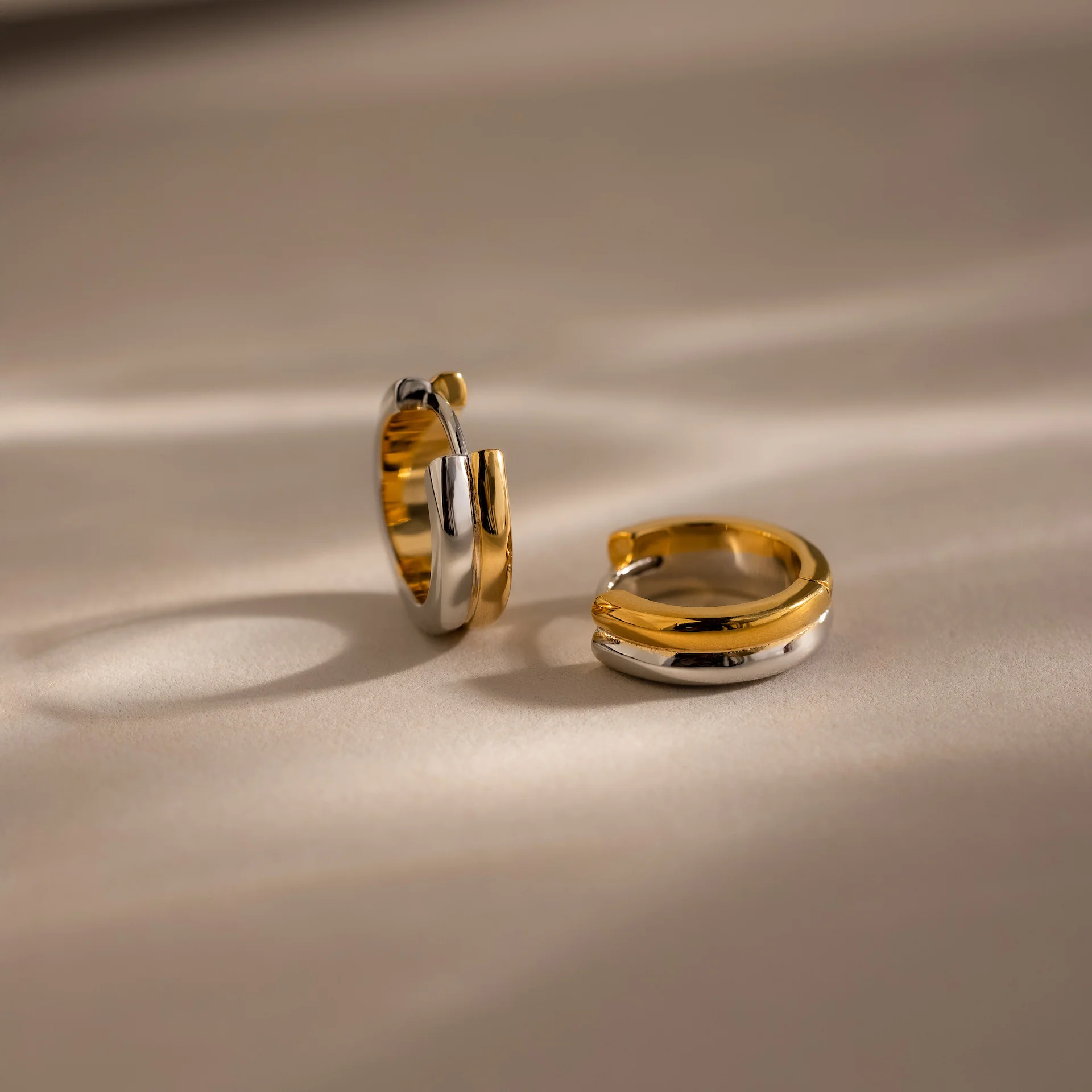 Dainty Mixed Metal Huggies - Image 3