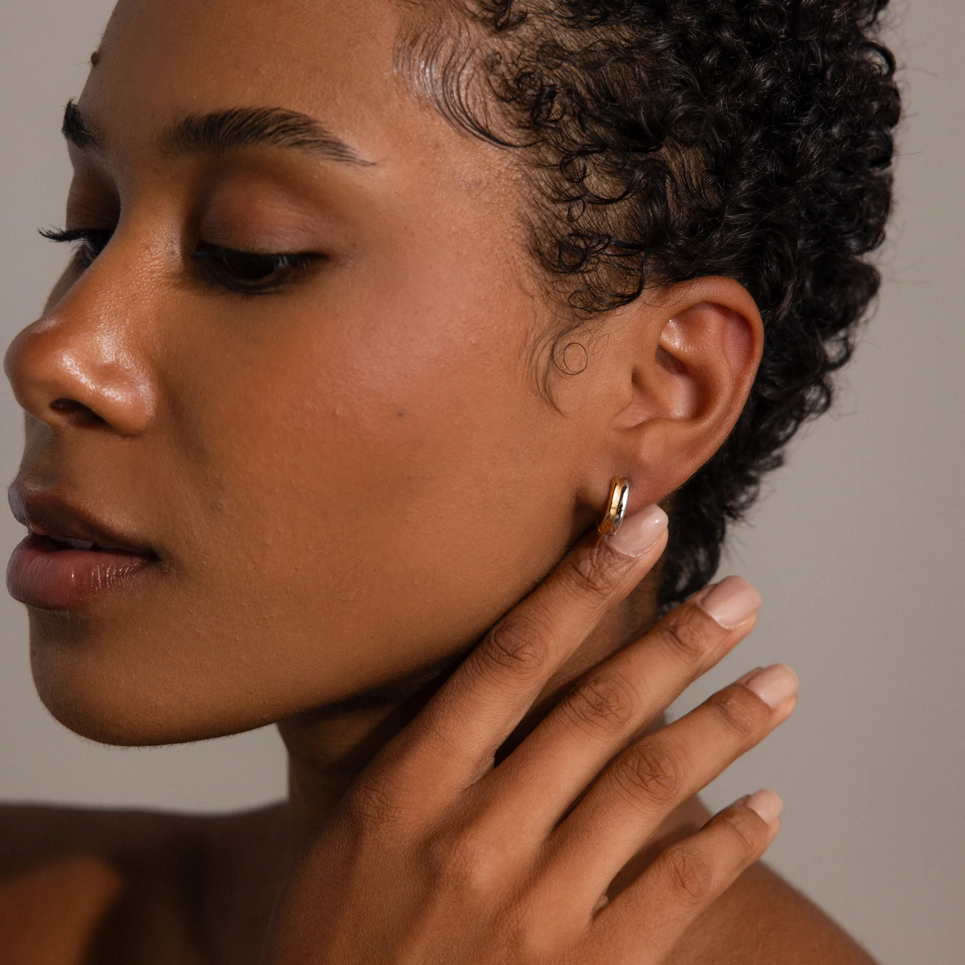 Dainty Mixed Metal Huggies - Image 4