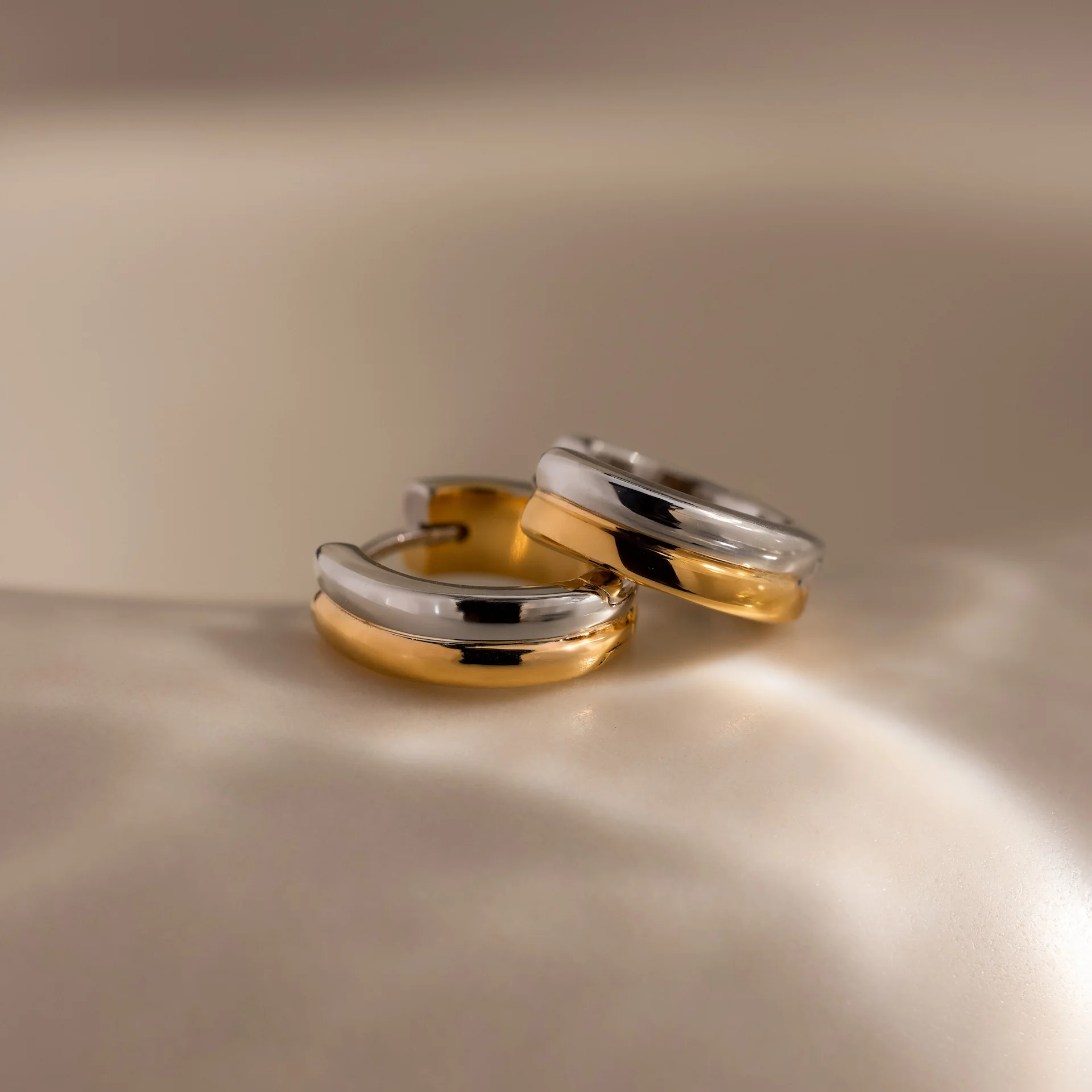 Dainty Mixed Metal Huggies - Image 5