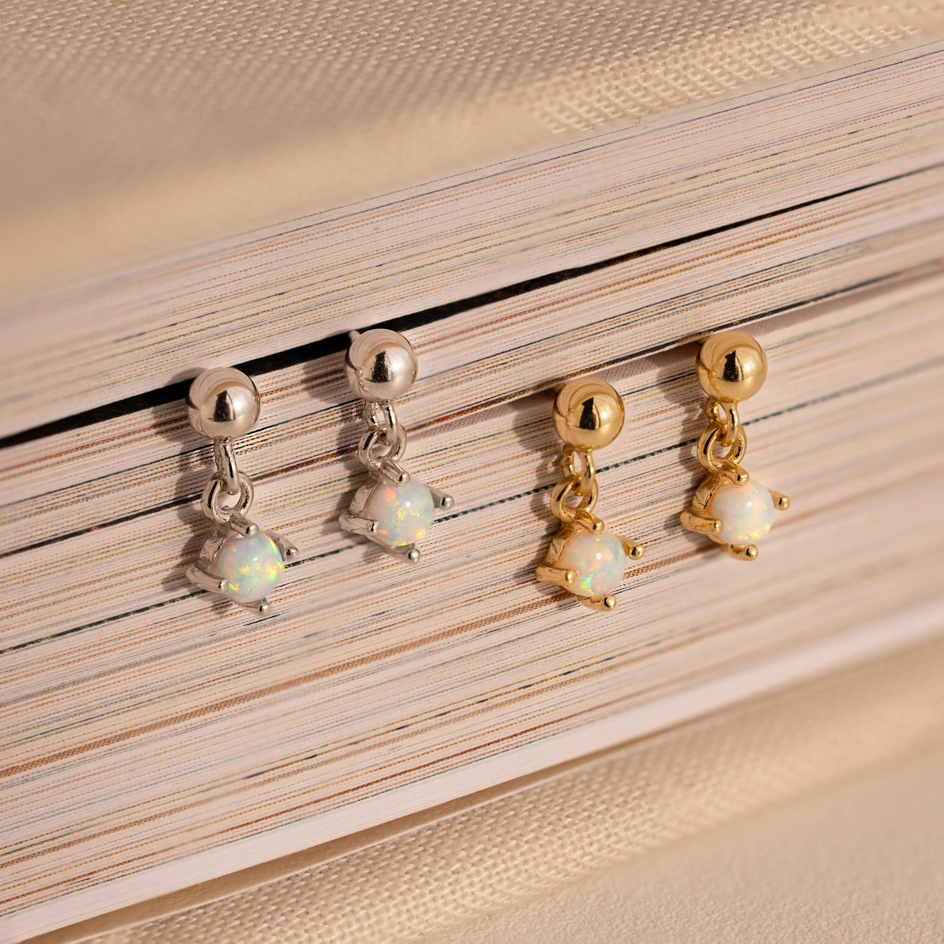 Dainty Opal Drop Studs - Image 3