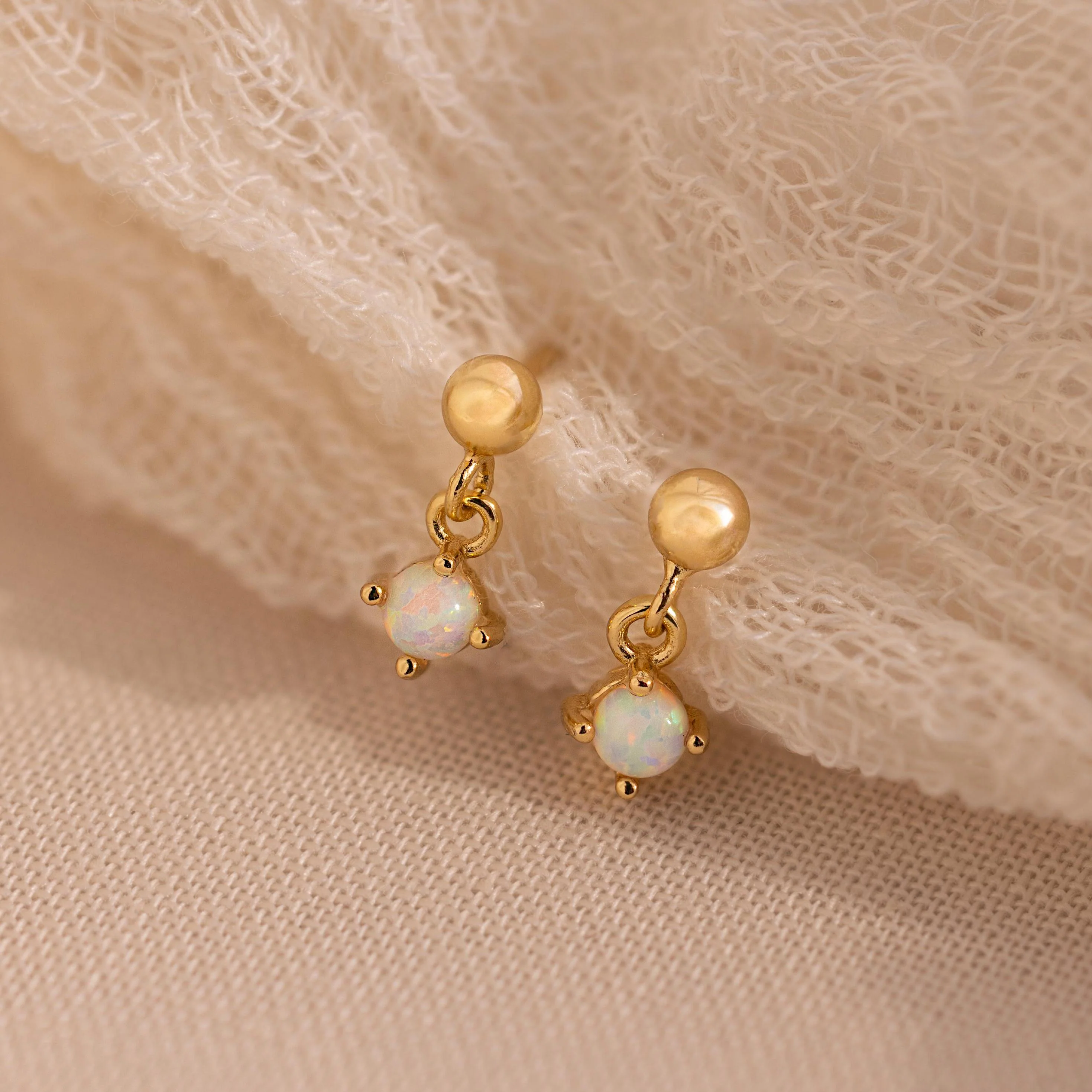 Dainty Opal Drop Studs - Image 8