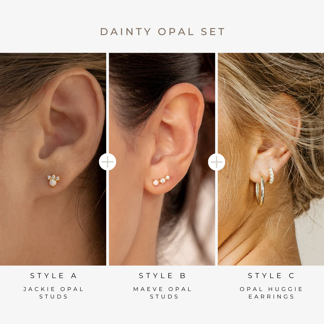 Dainty Opal Earrings Set - Image 2