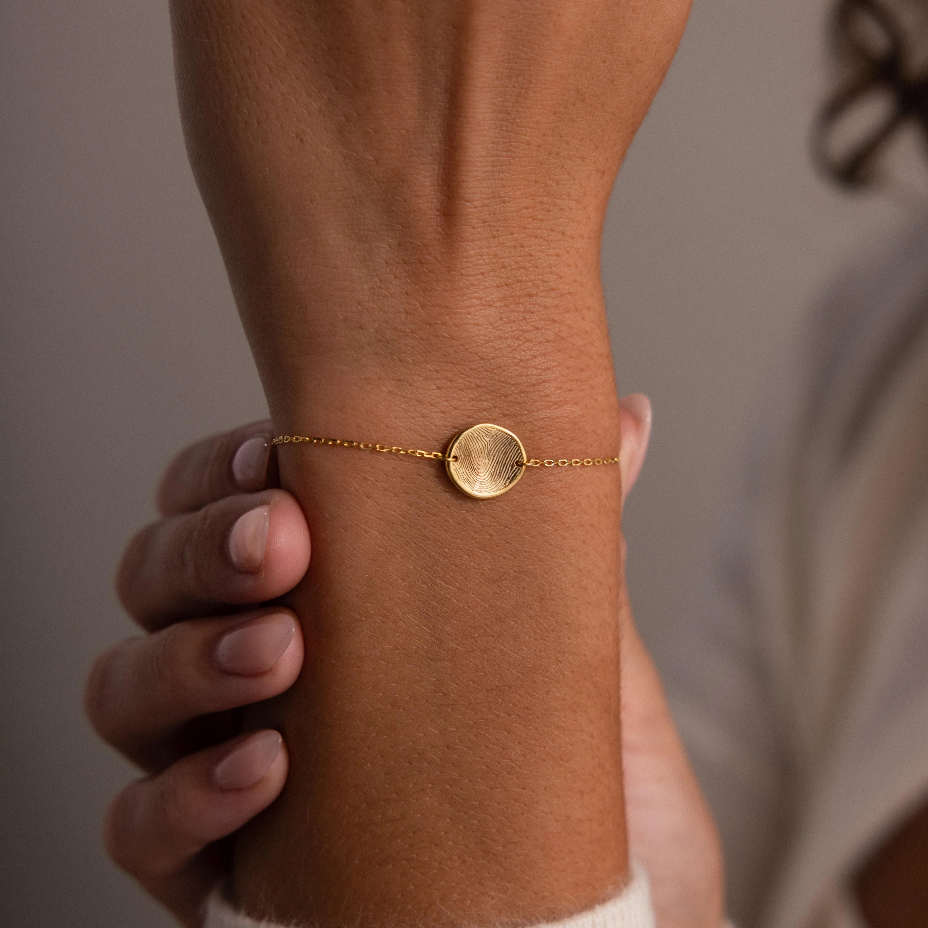 Dainty Organic Fingerprint Bracelet in 18K Gold - Image 2