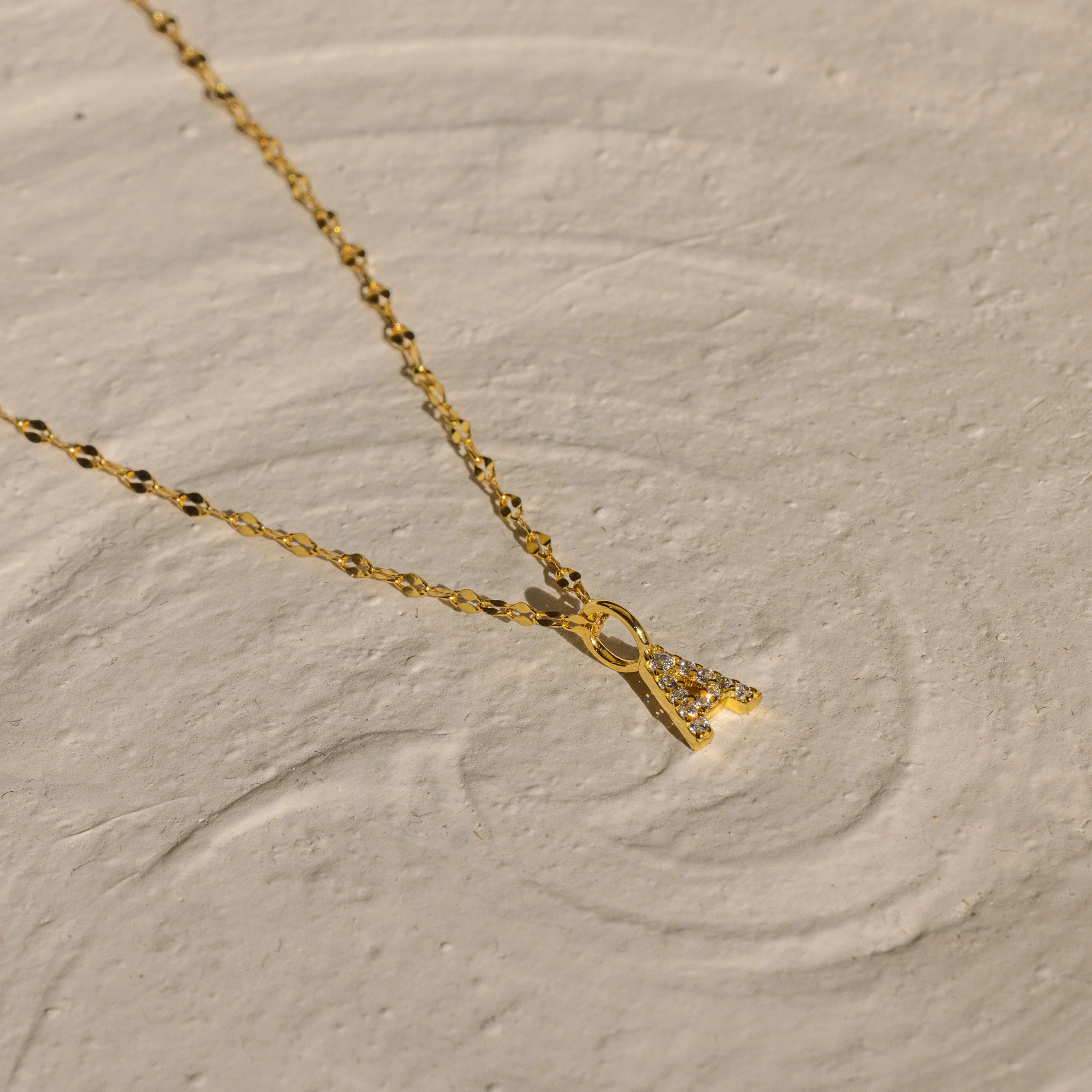 Dainty Pave Letter Necklace in 18K Gold - Image 2