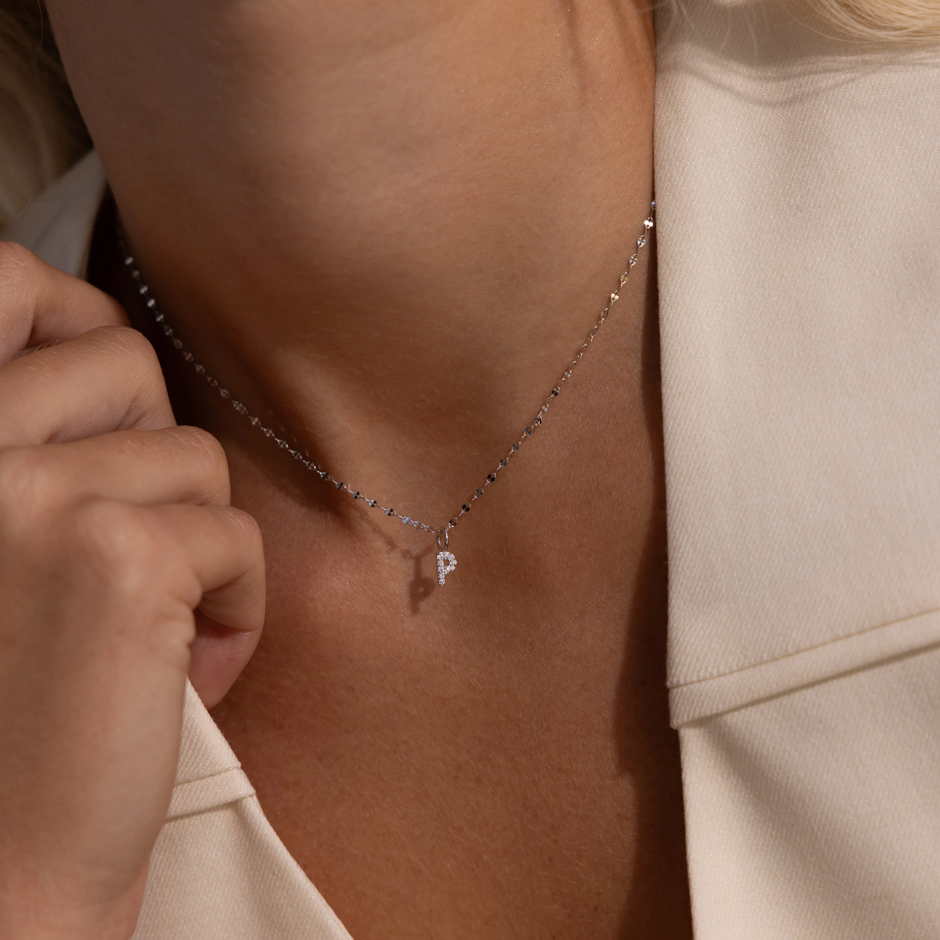 Dainty Pave Letter Necklace - Image 6