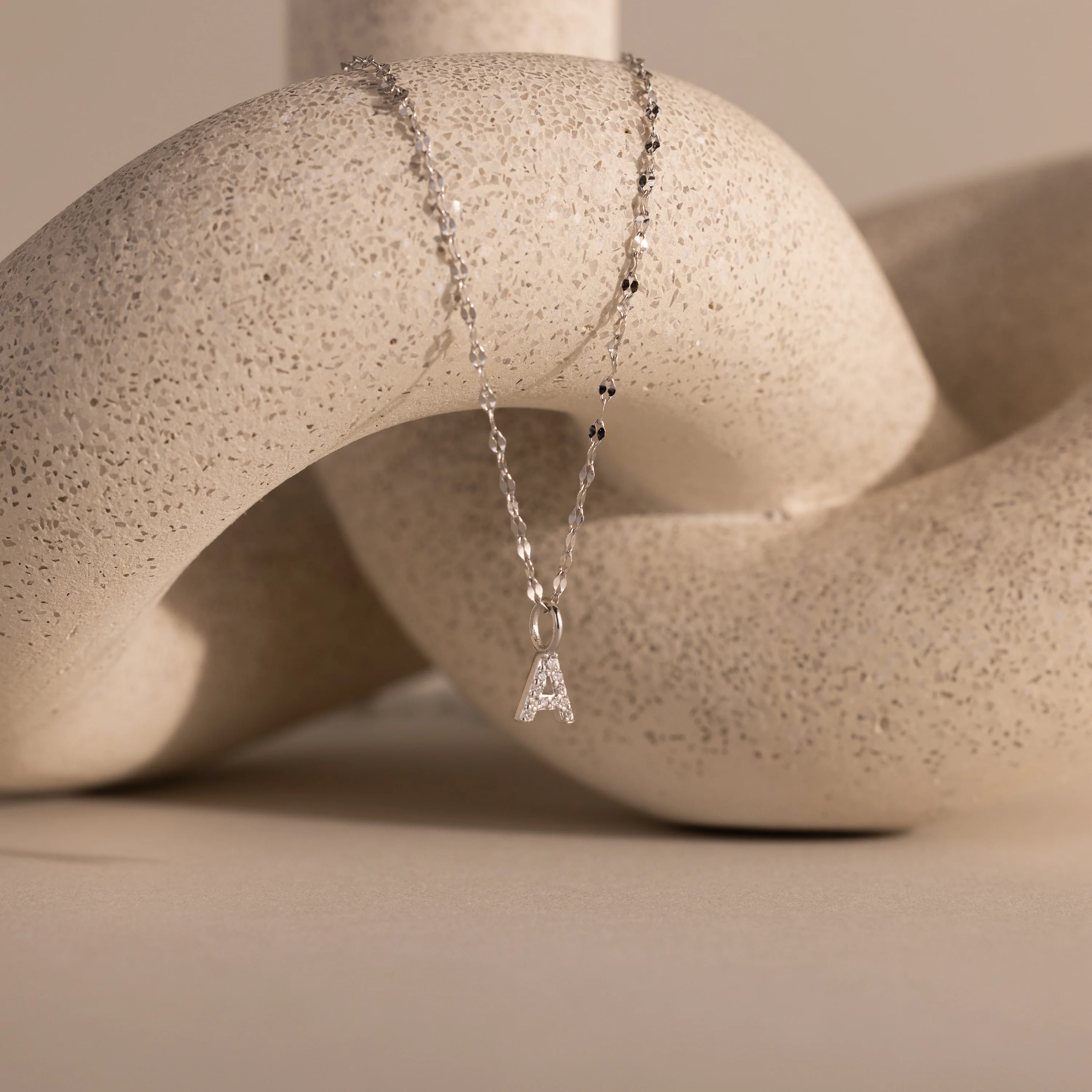 Dainty Pave Letter Necklace in Silver - Image 6