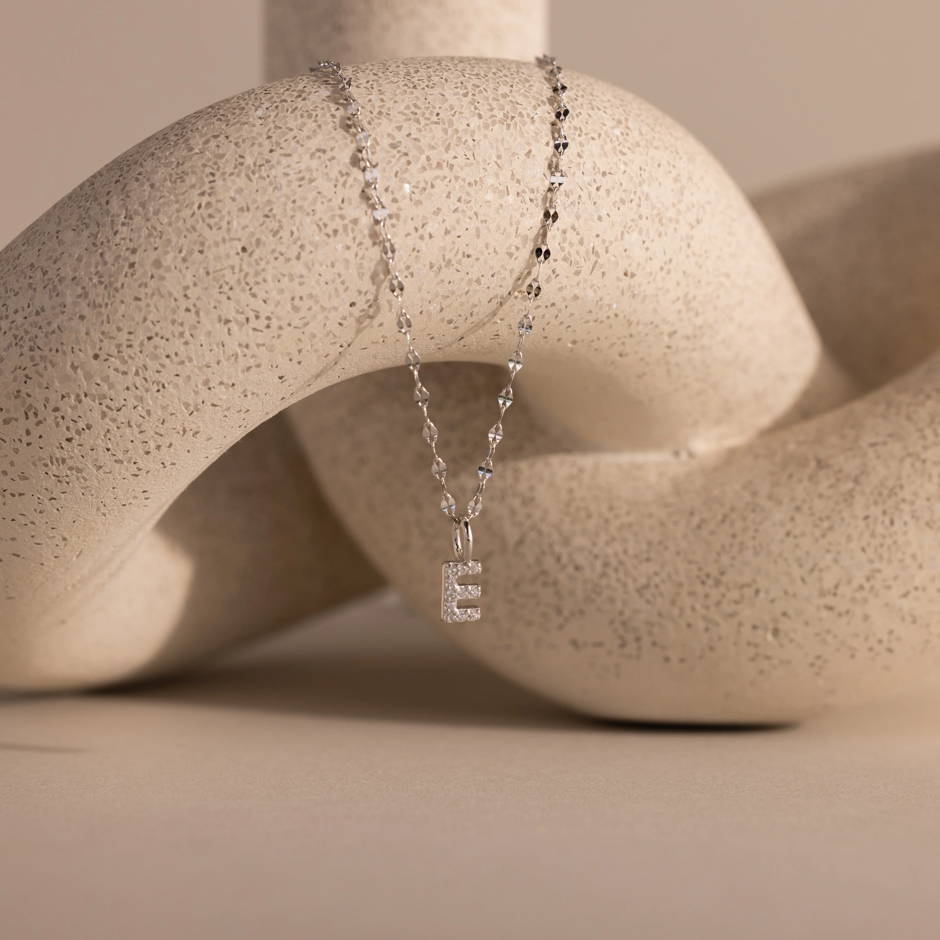 Dainty Pave Letter Necklace in Silver - Image 9