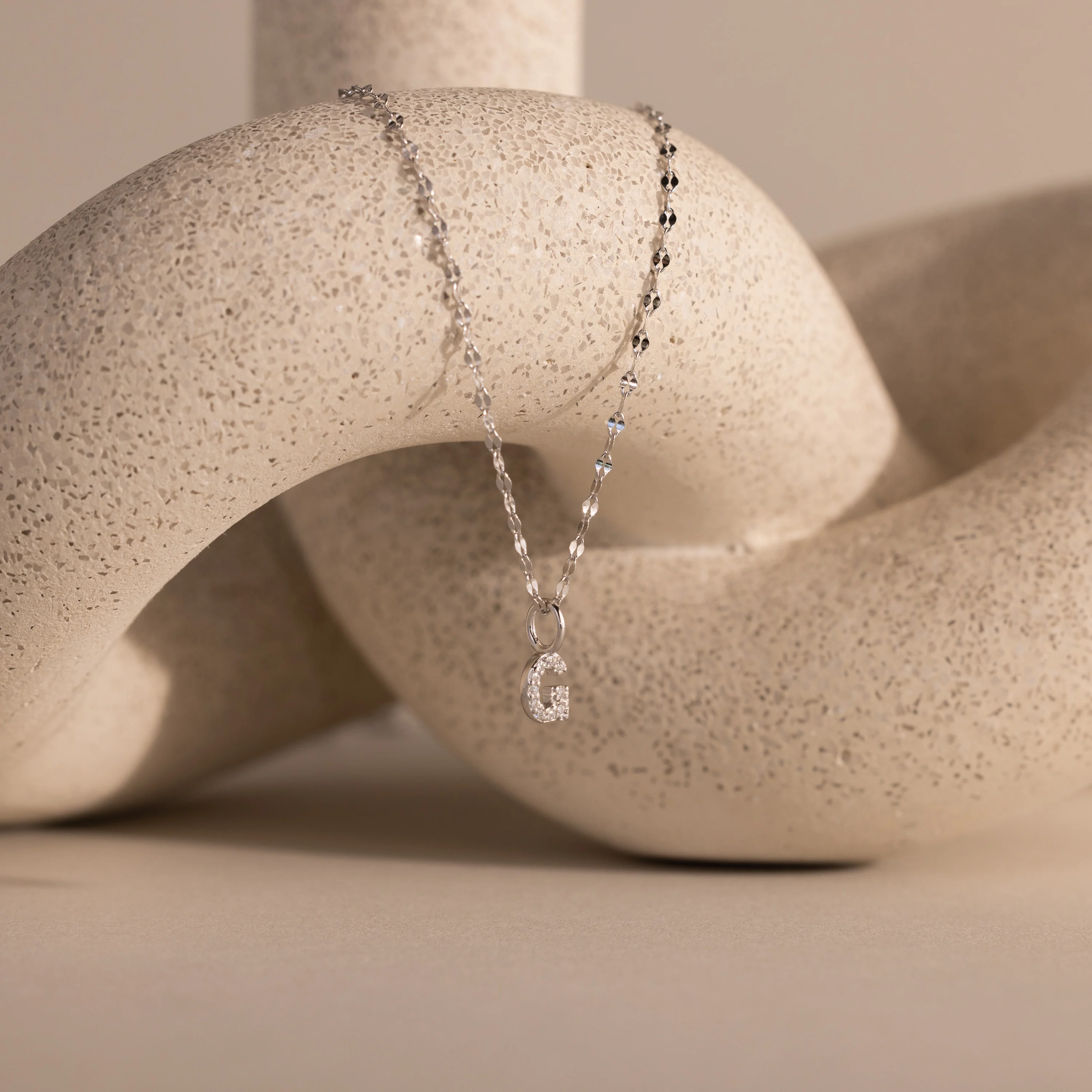 Dainty Pave Letter Necklace in Silver - Image 11