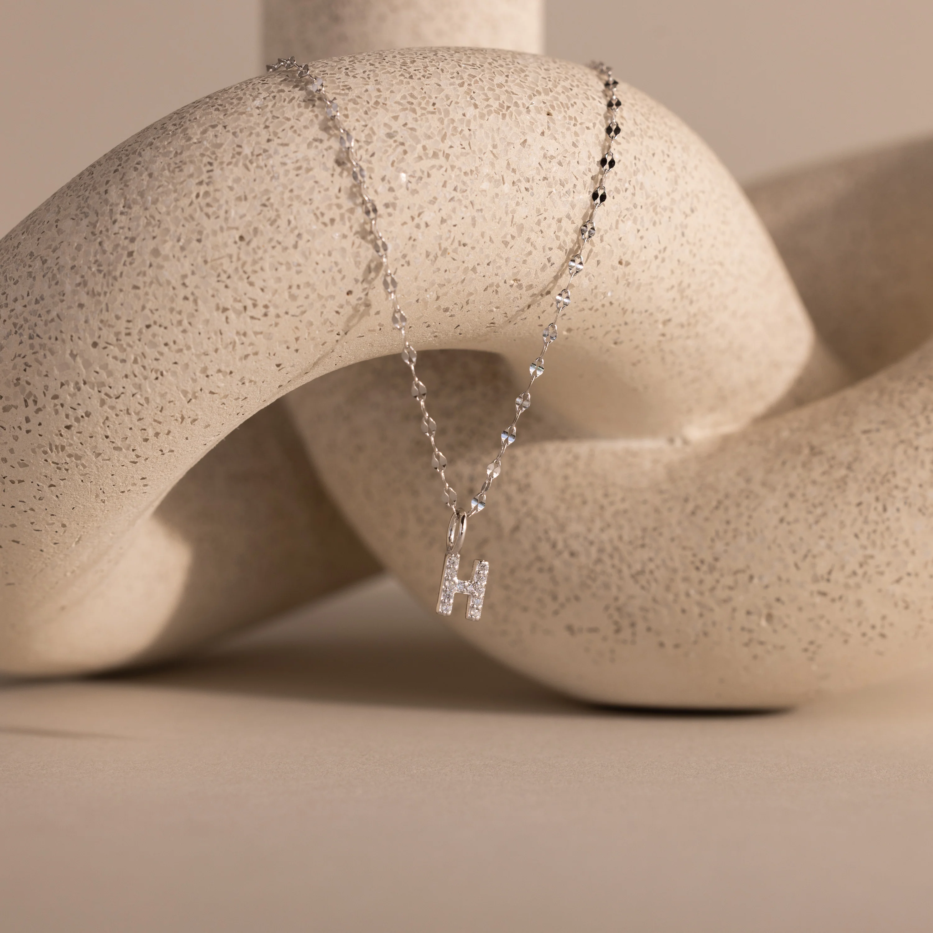 Dainty Pave Letter Necklace in Silver - Image 12
