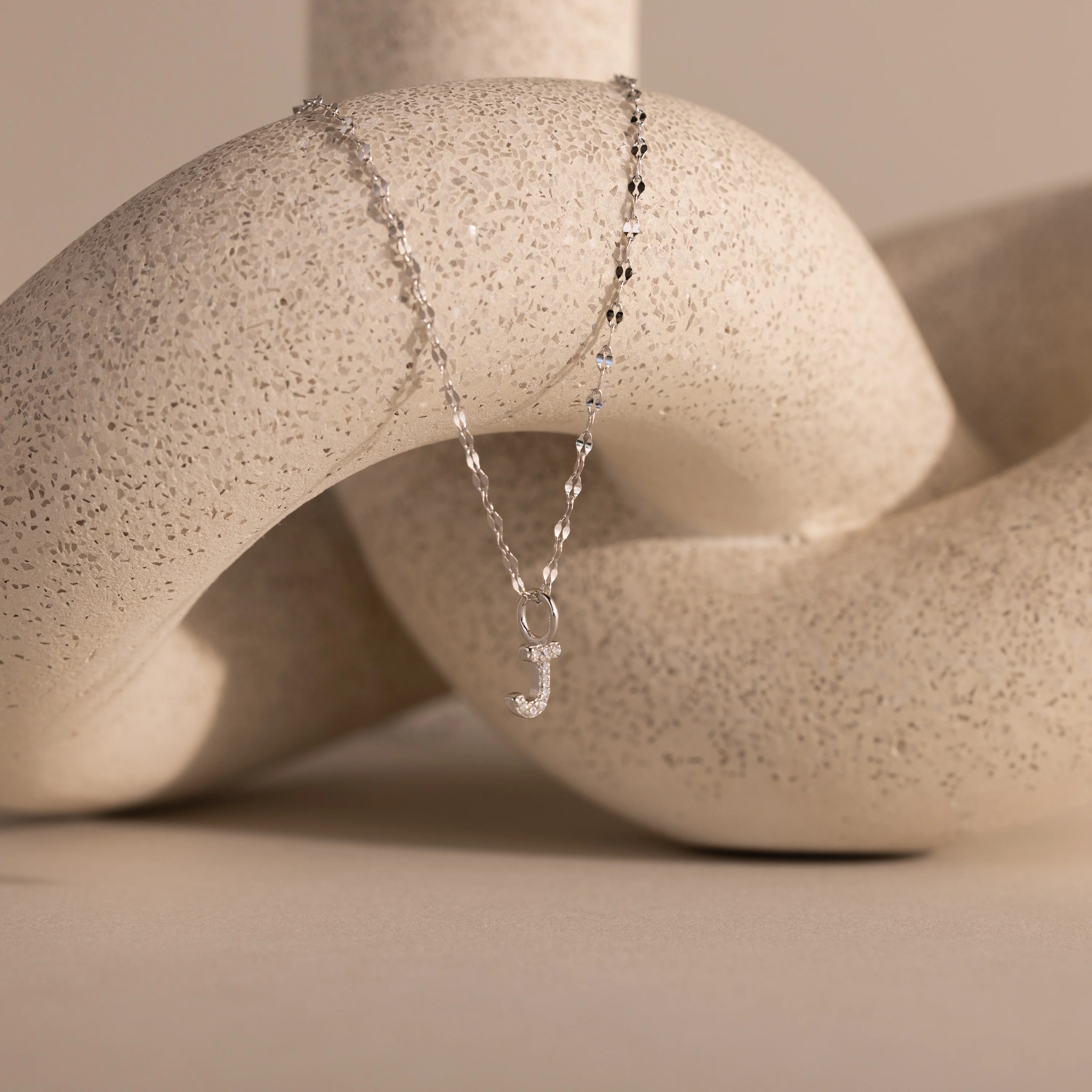 Dainty Pave Letter Necklace in Silver - Image 14