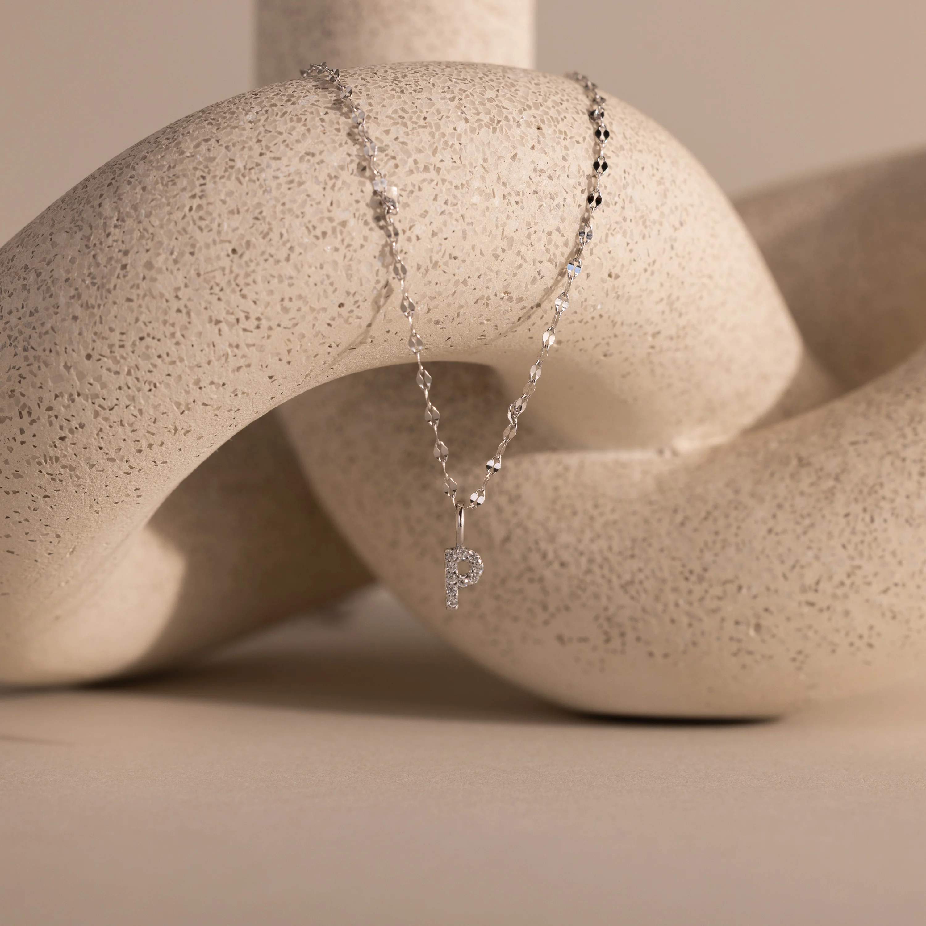 Dainty Pave Letter Necklace in Silver - Image 20