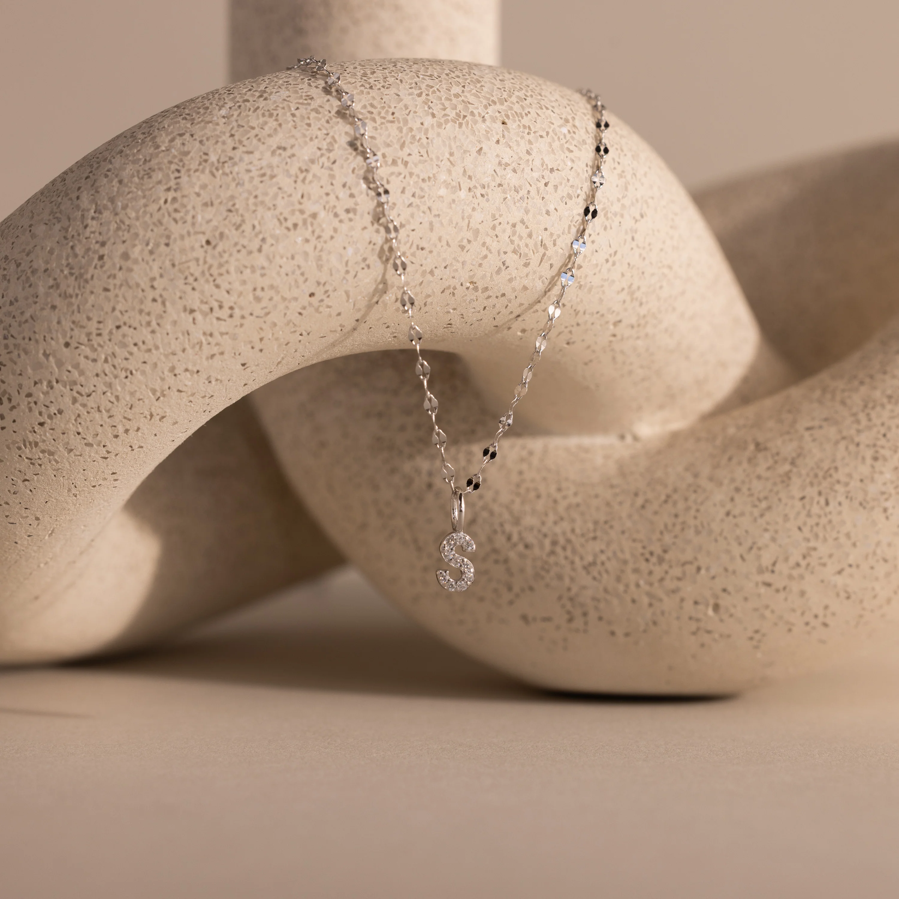 Dainty Pave Letter Necklace in Silver - Image 23
