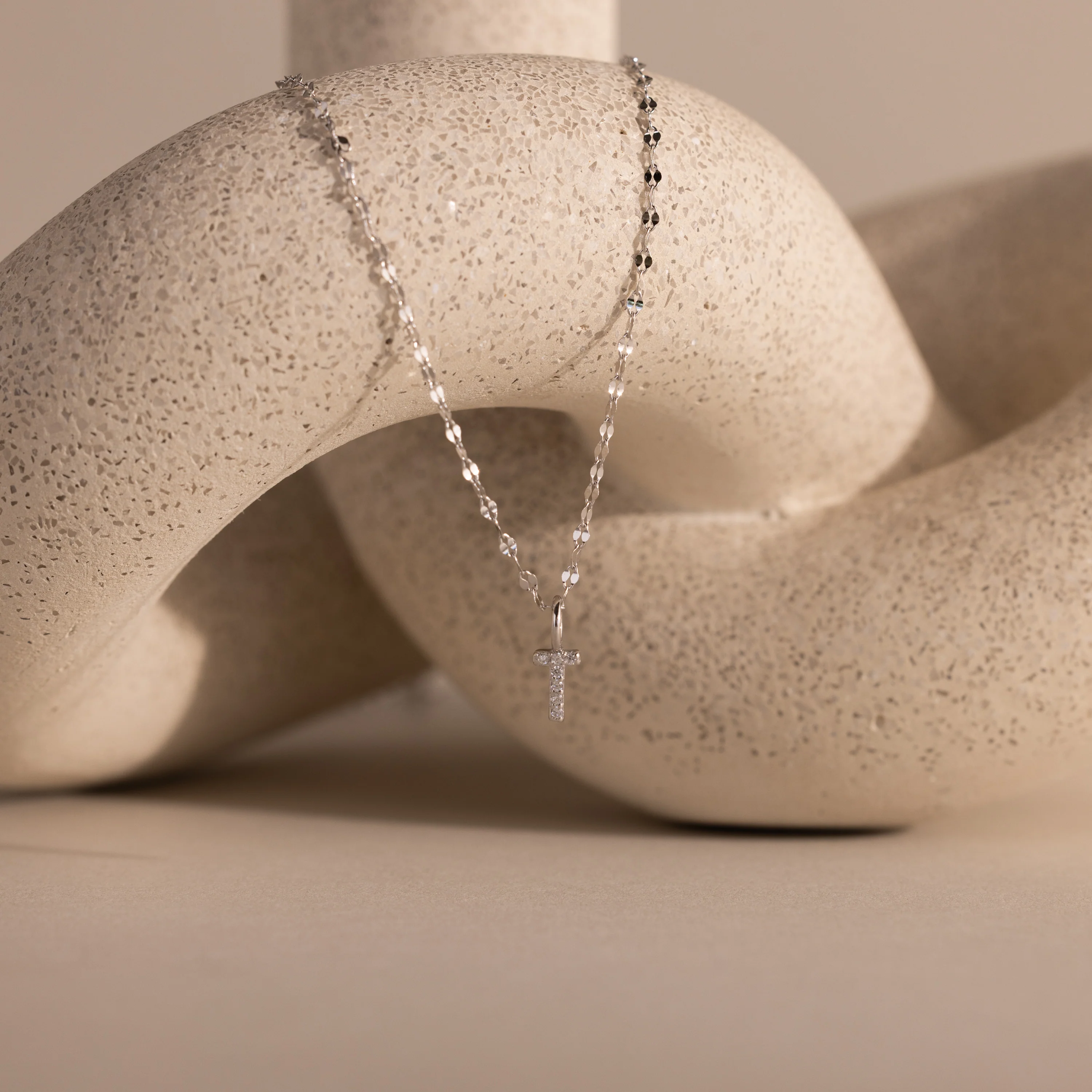 Dainty Pave Letter Necklace in Silver - Image 24