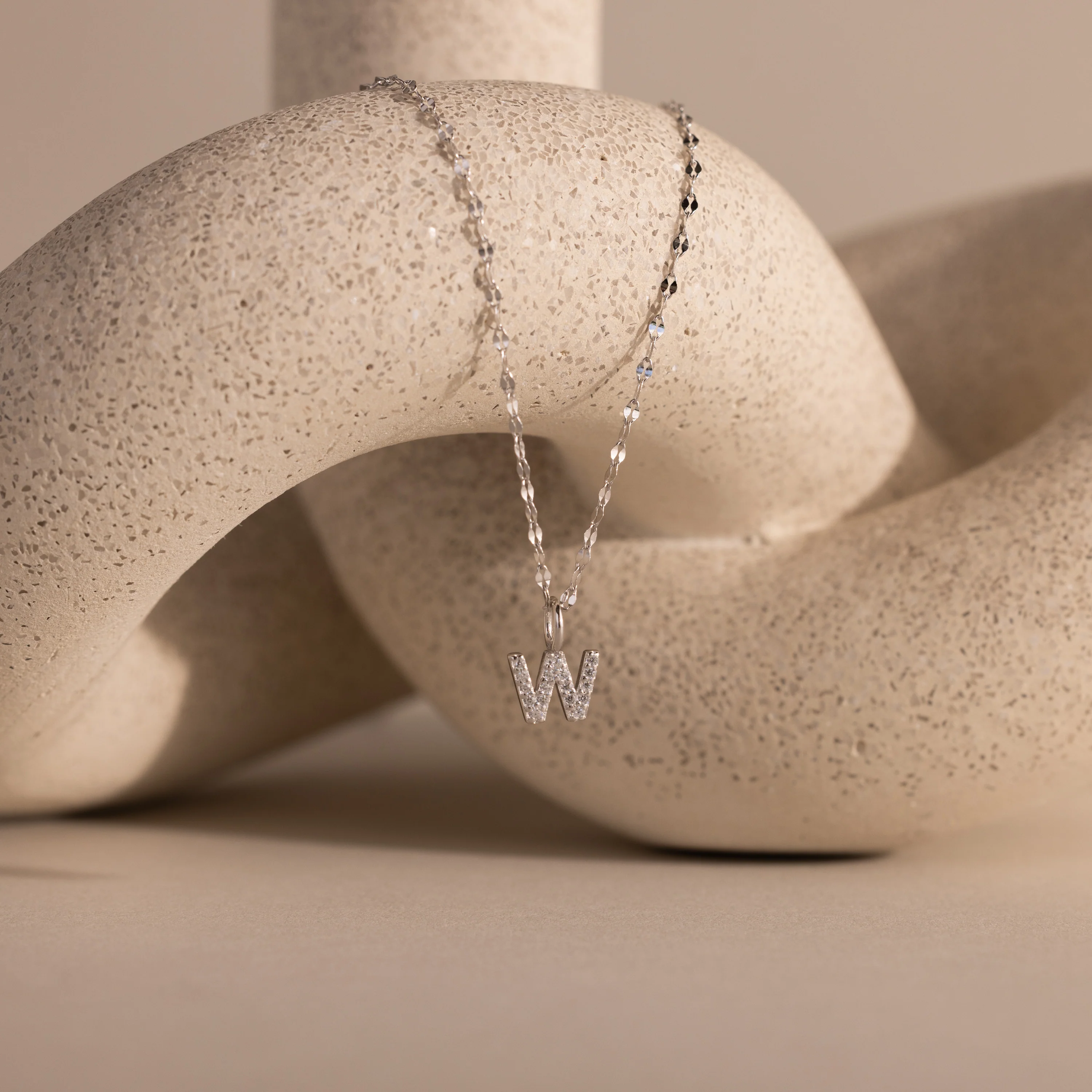Dainty Pave Letter Necklace in Silver - Image 27