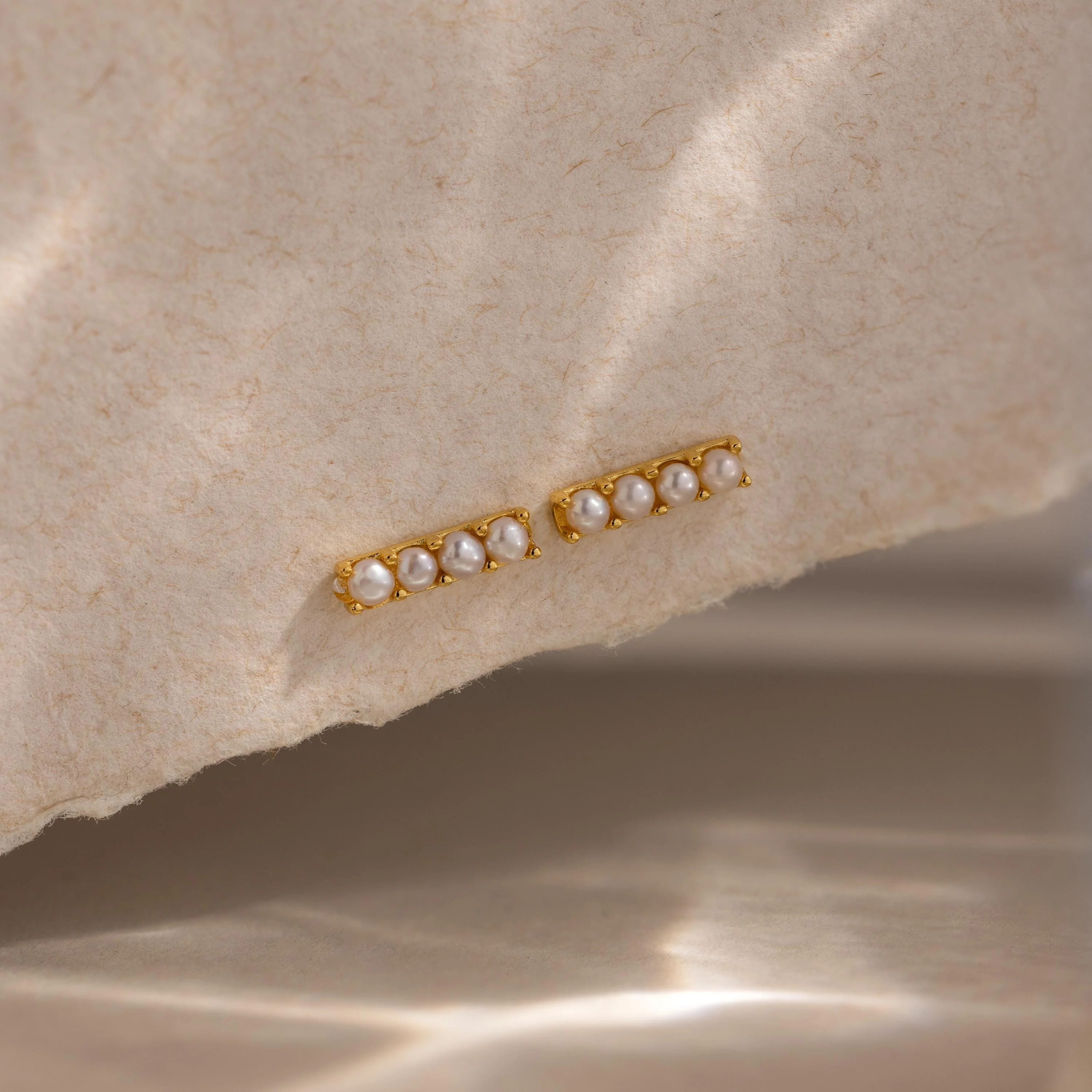 Dainty Pearl Bar Studs - Image 7