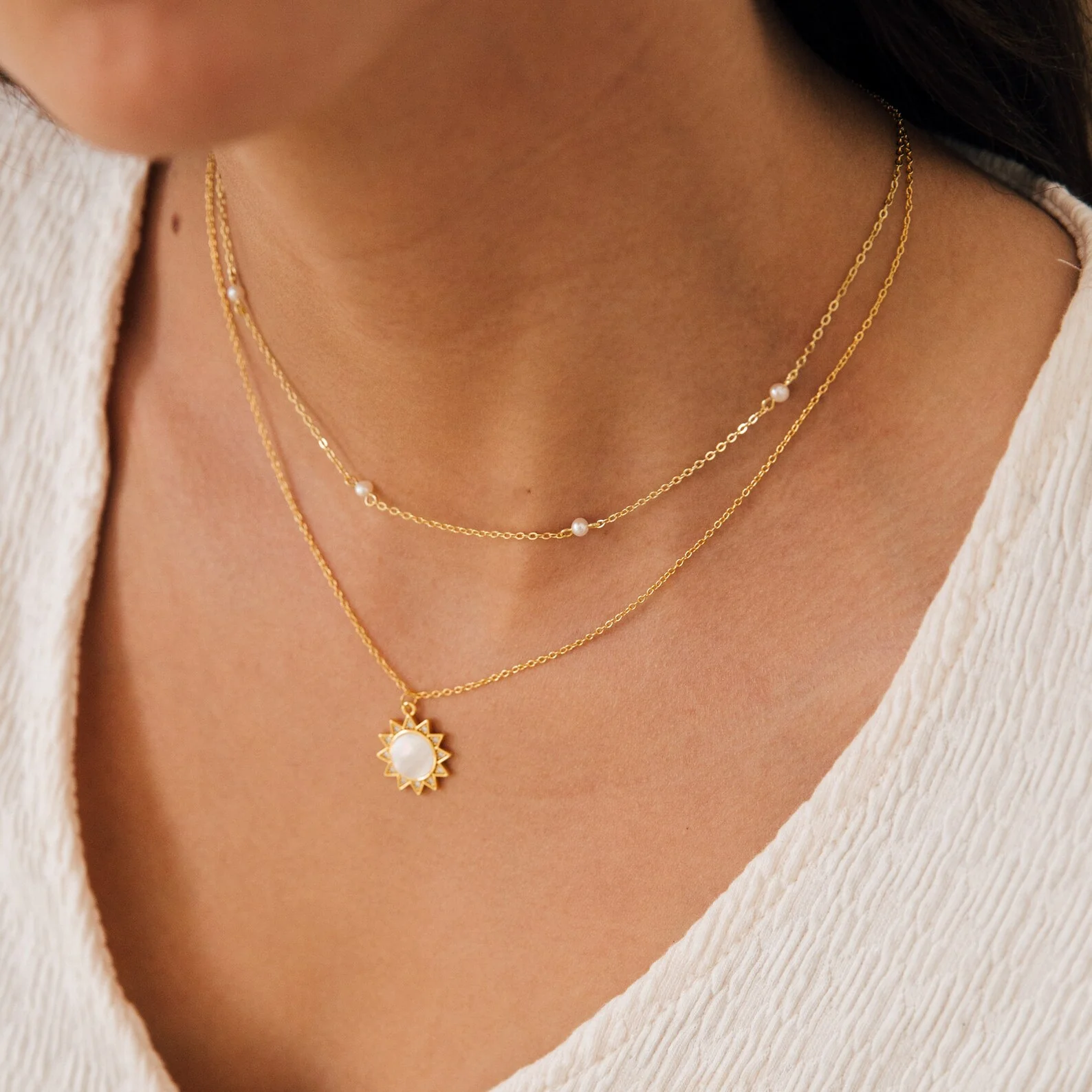 Dainty Pearl Station Necklace - Image 7