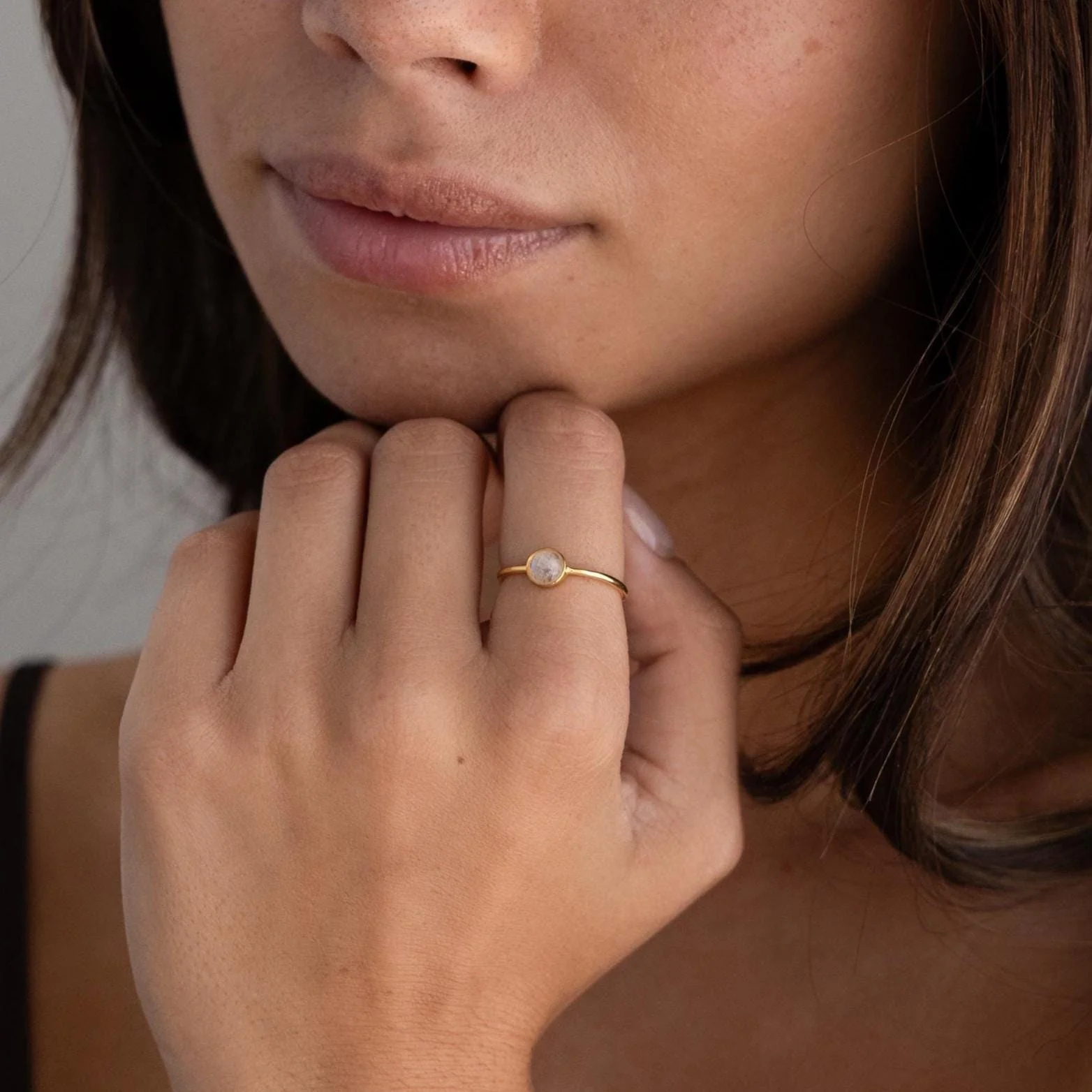 Dainty Round Moonstone Ring - Image 2