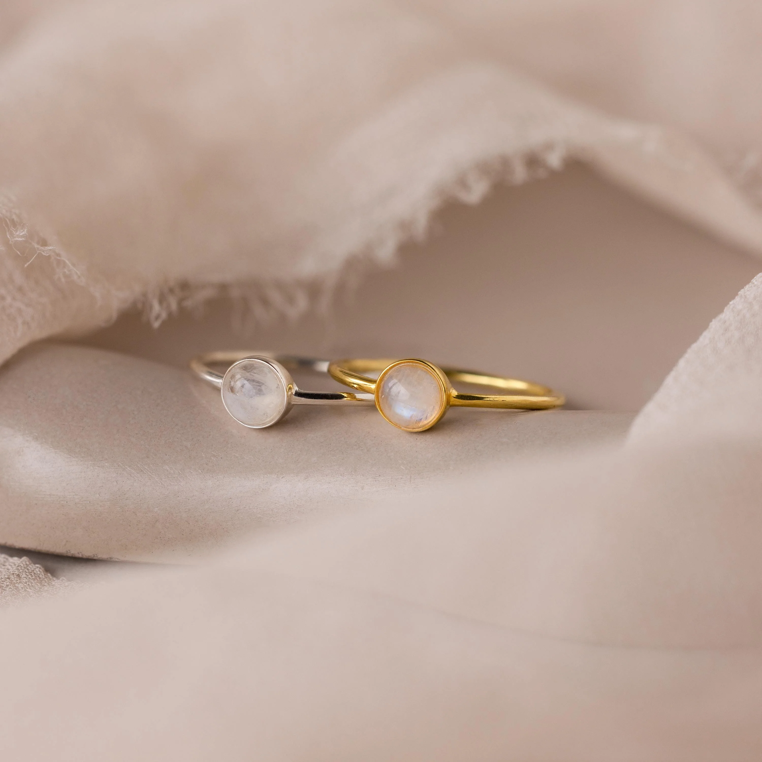 Dainty Round Moonstone Ring - Image 7