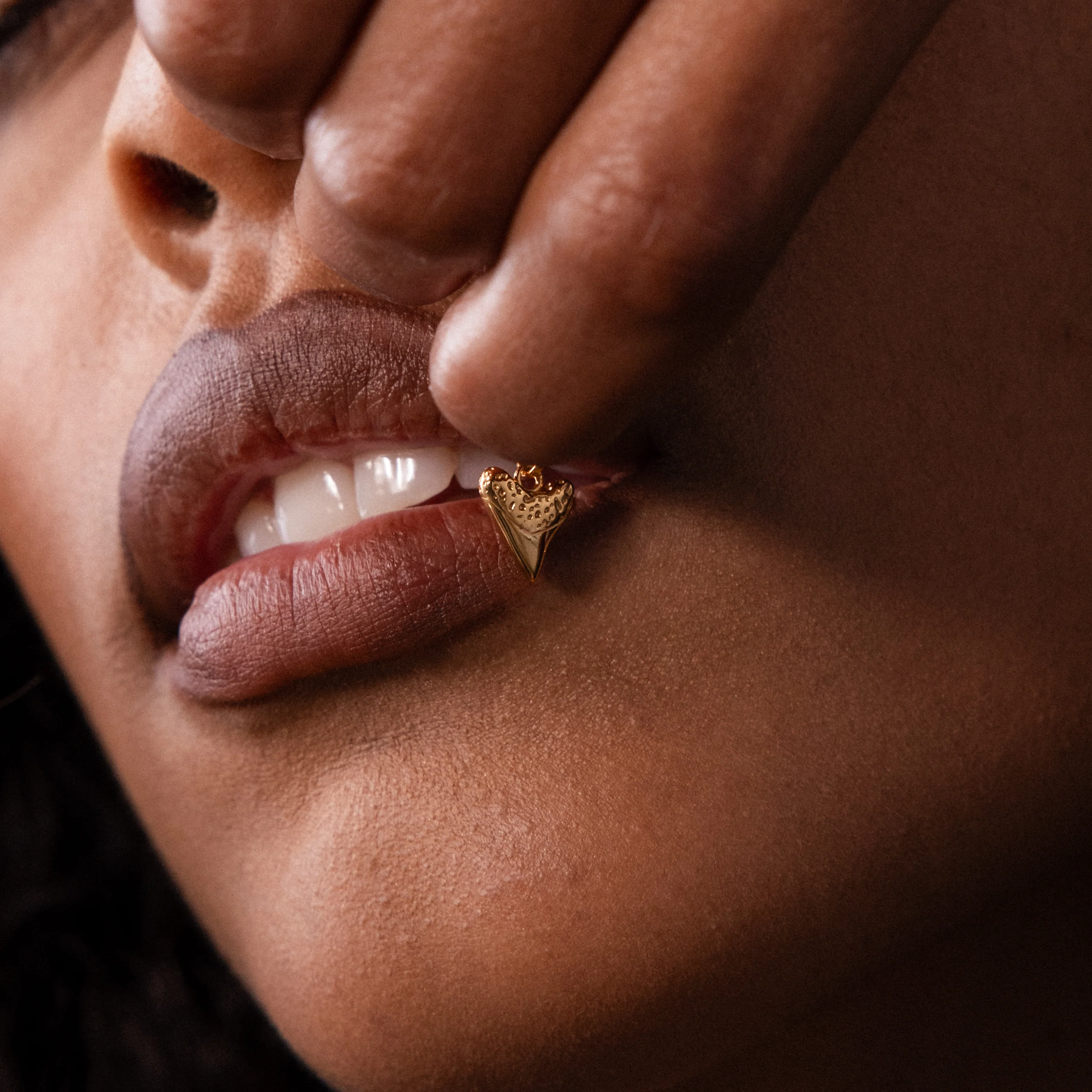 Dainty Shark Tooth Charm in 18K Gold - Image 4