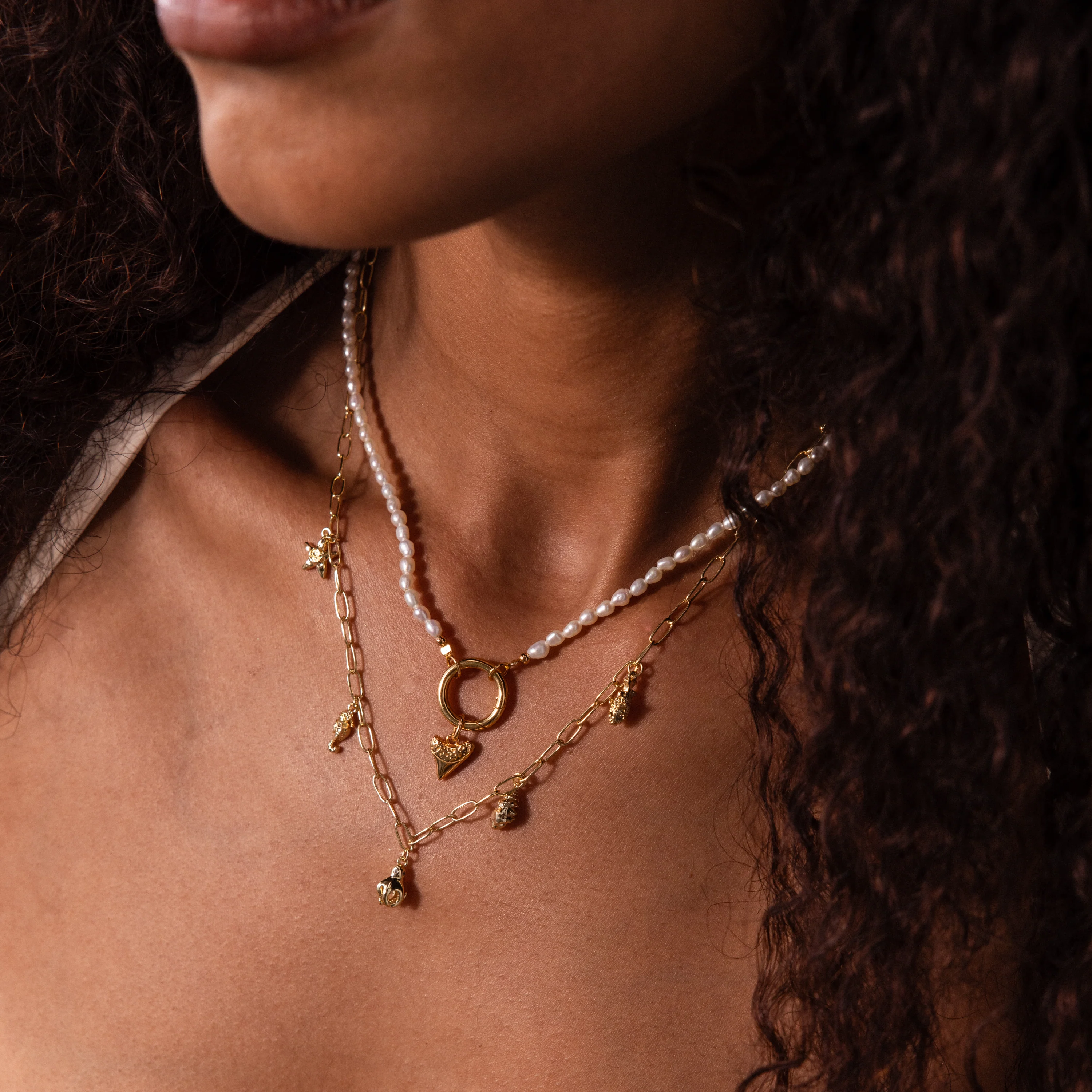 Dainty Shark Tooth Charm in 18K Gold - Image 5