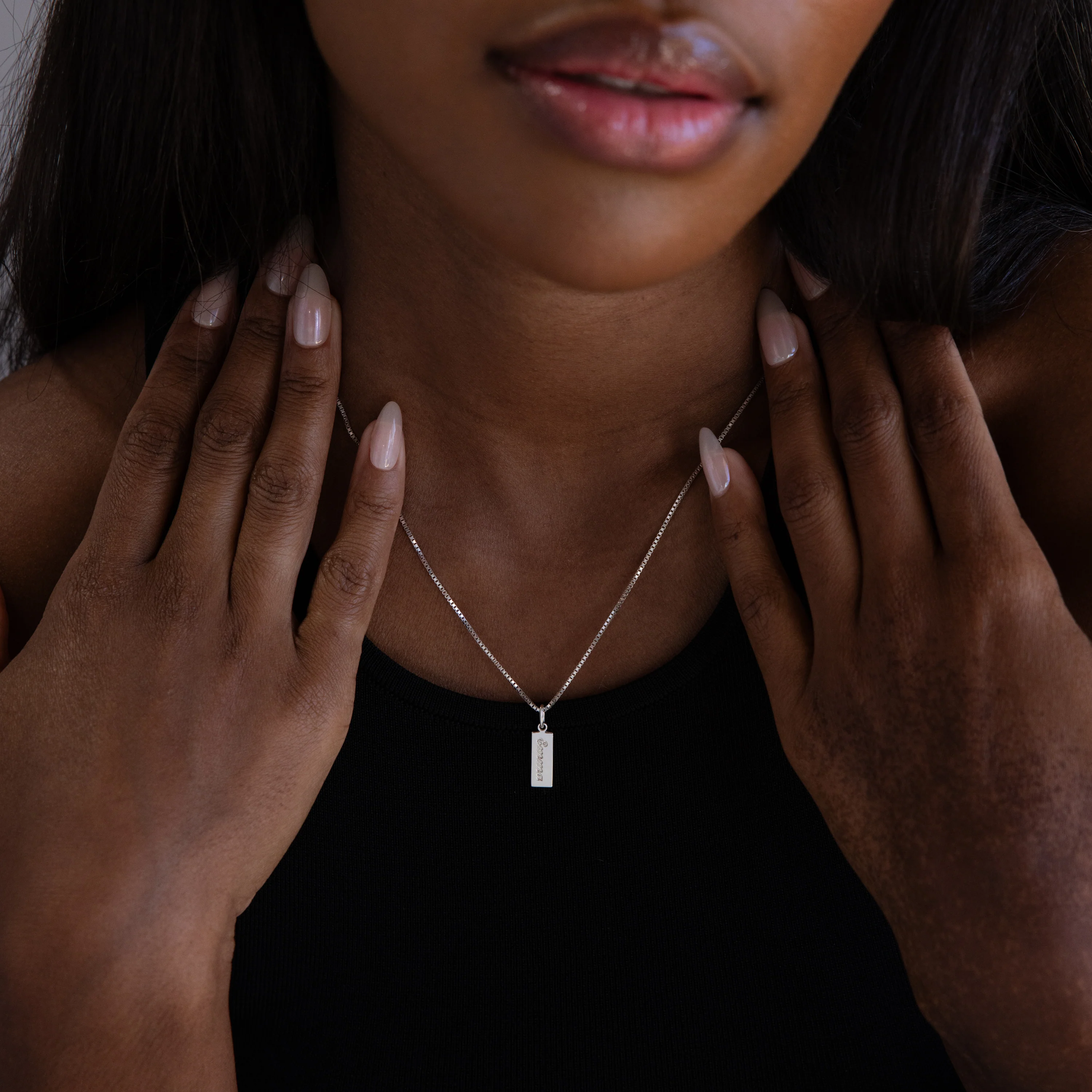 Dainty Tag Name Necklace in Silver - Image 2