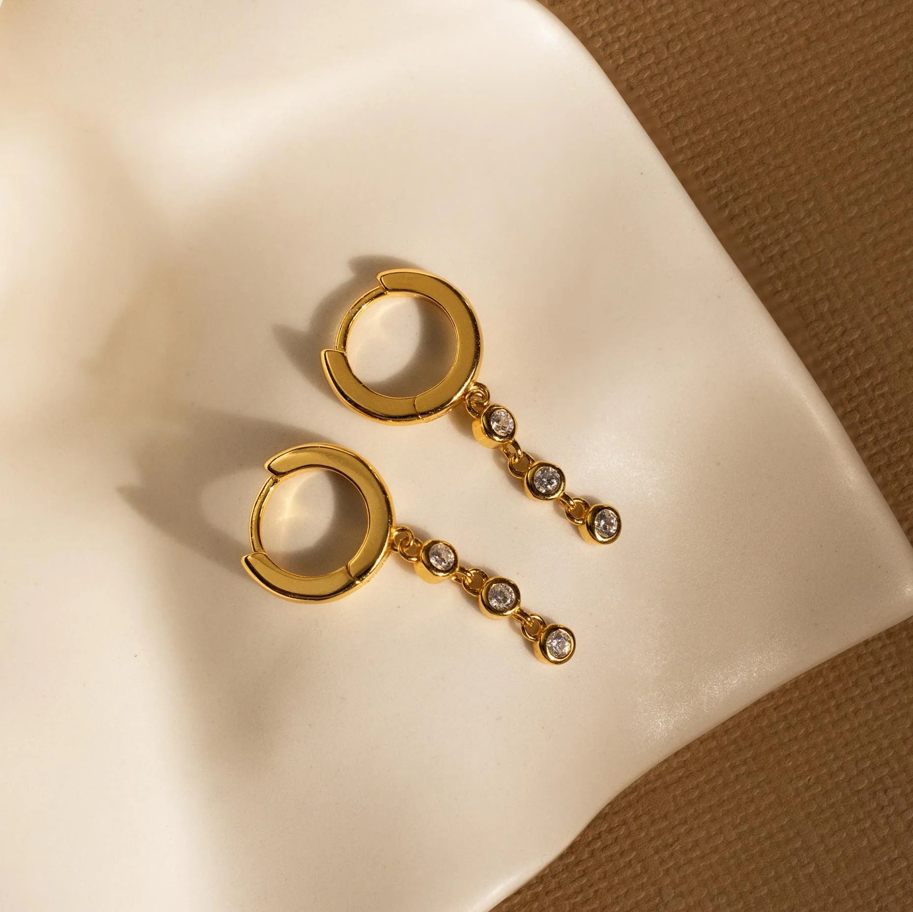 Dangling Diamond Chain Huggies - Image 4