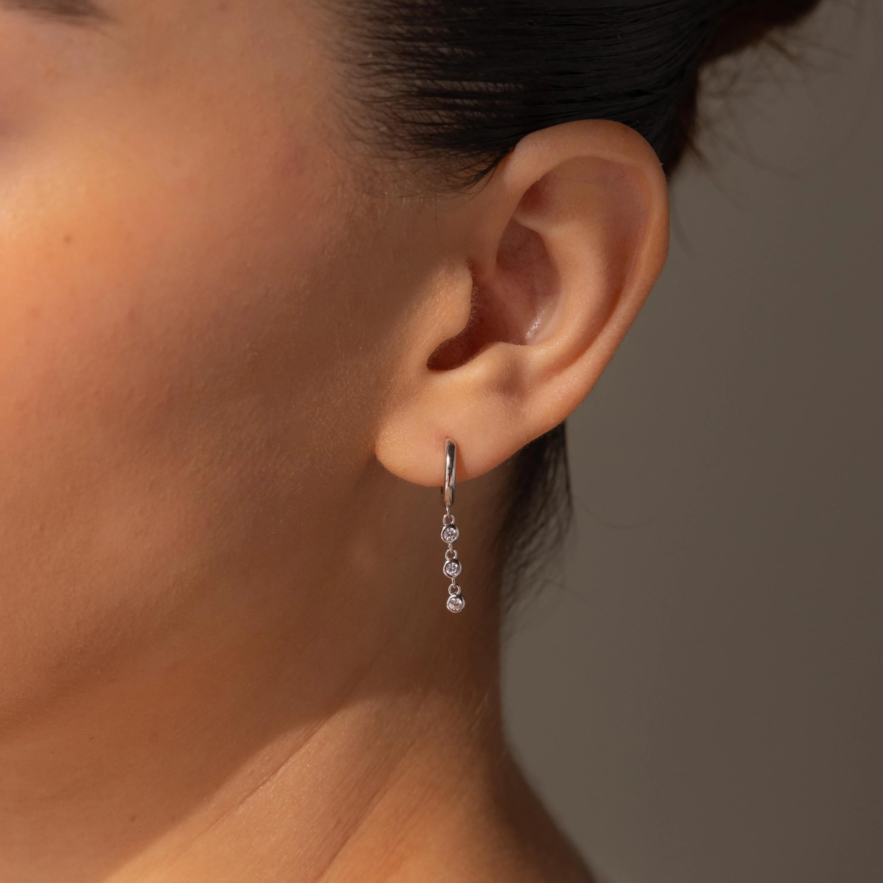 Dangling Diamond Chain Huggies - Image 7