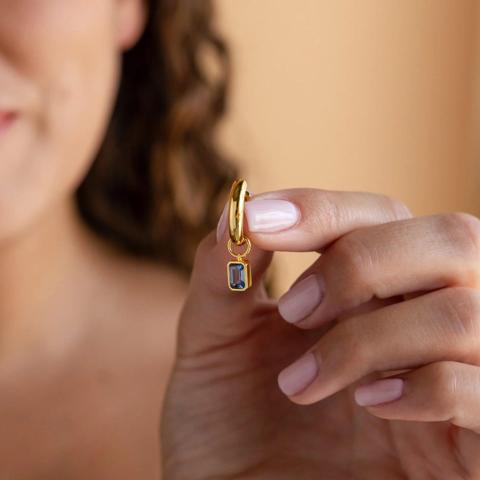 Dangling Gemstone Hoops - Image 4