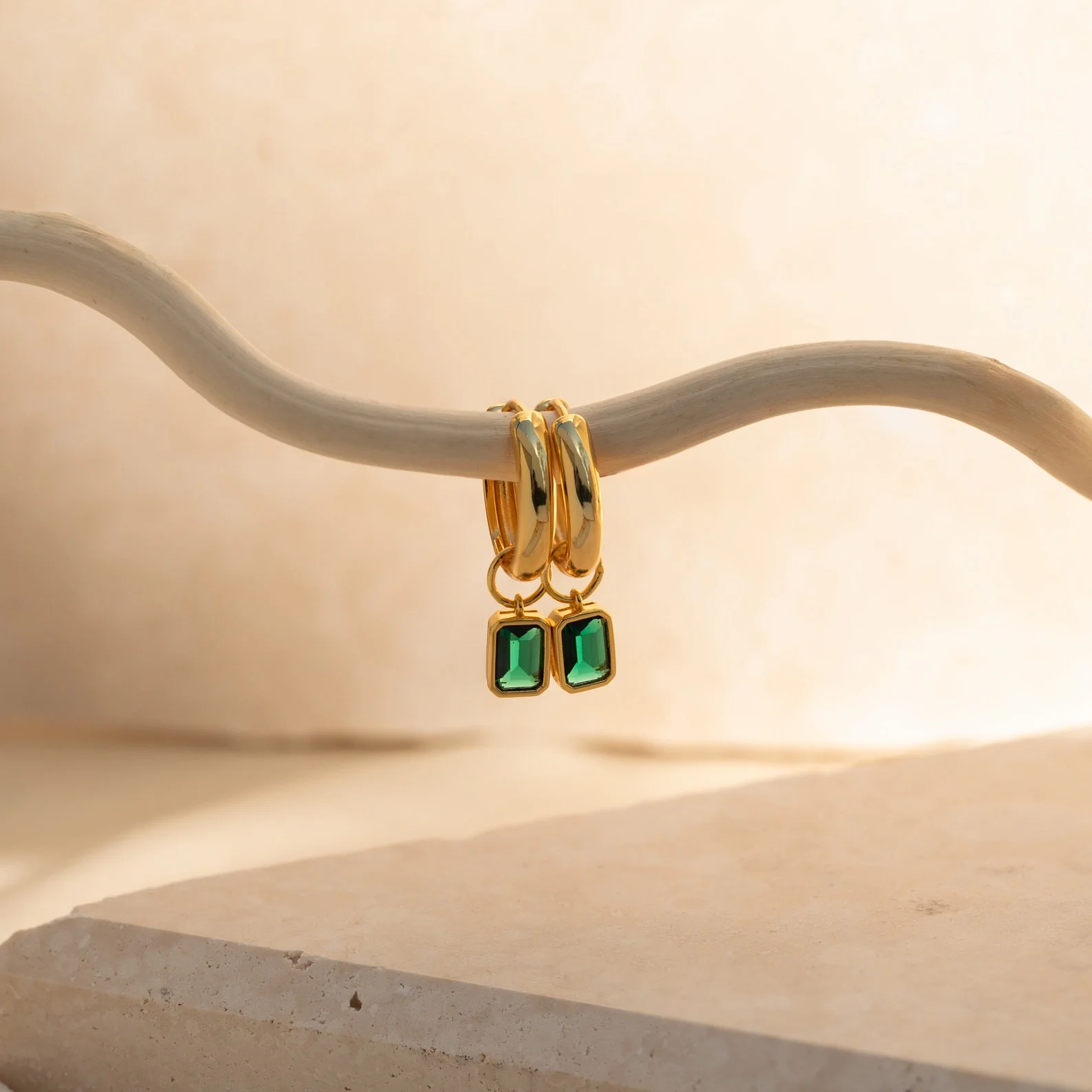 Dangling Gemstone Hoops - Image 8