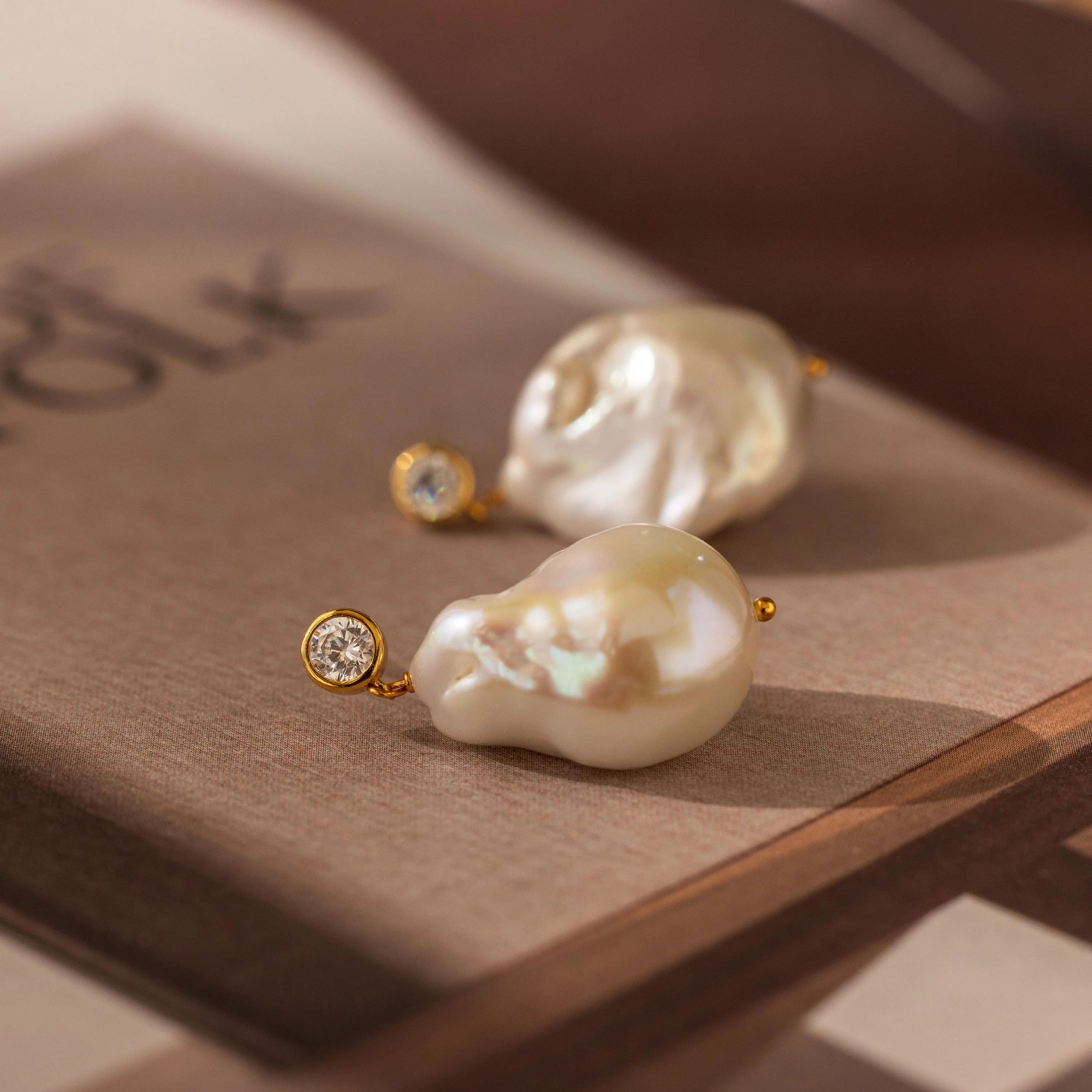 Diamond Baroque Pearl Studs - Image 8