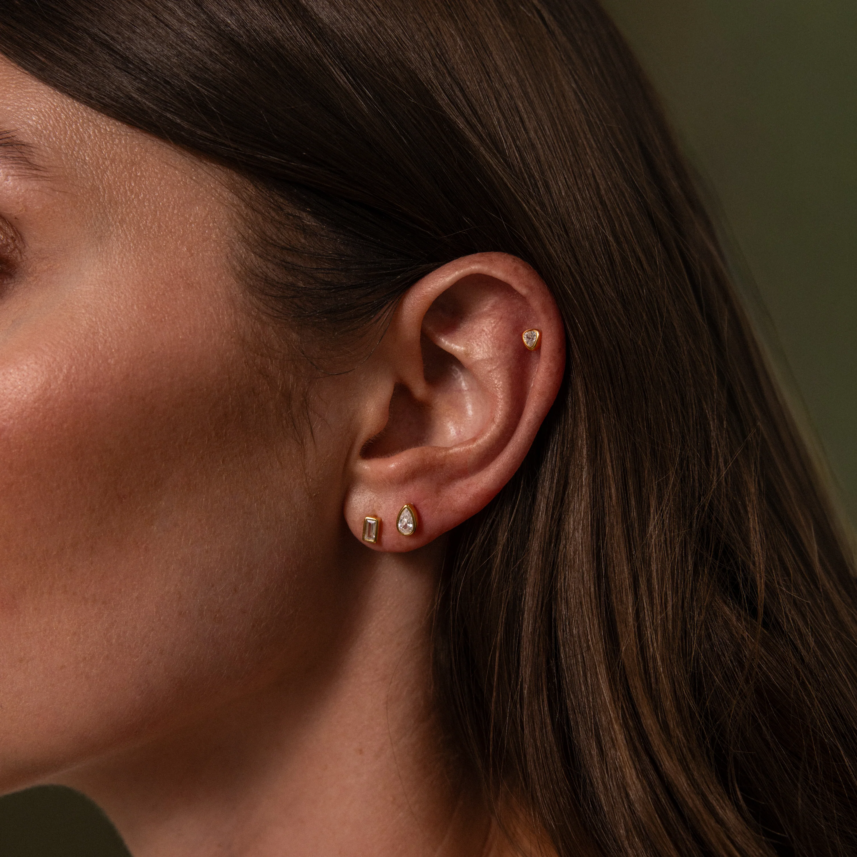 Diamond Bezel Flatback Studs Set - Image 3