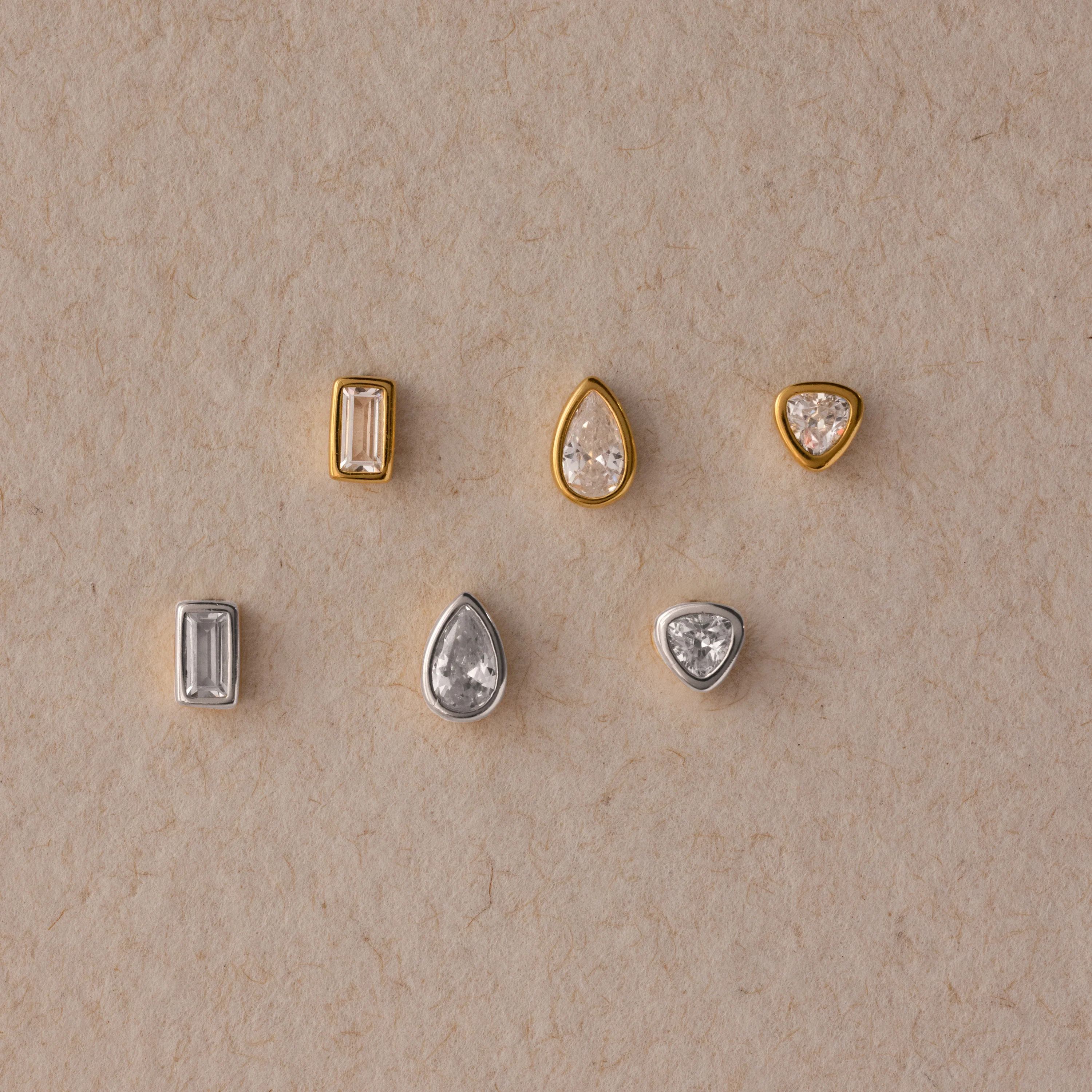 Diamond Bezel Flatback Studs Set - Image 4
