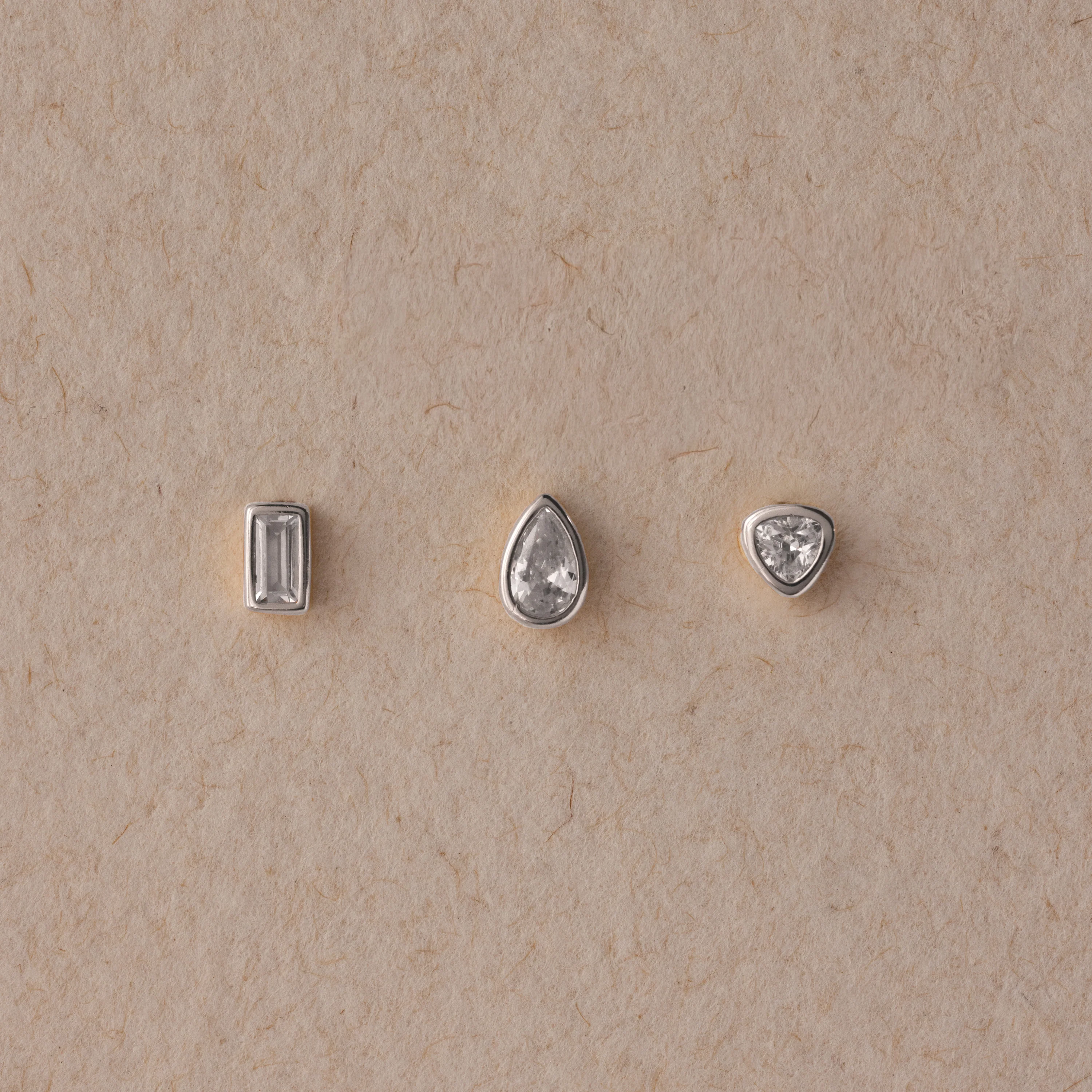 Diamond Bezel Flatback Studs Set in Silver - Image 5