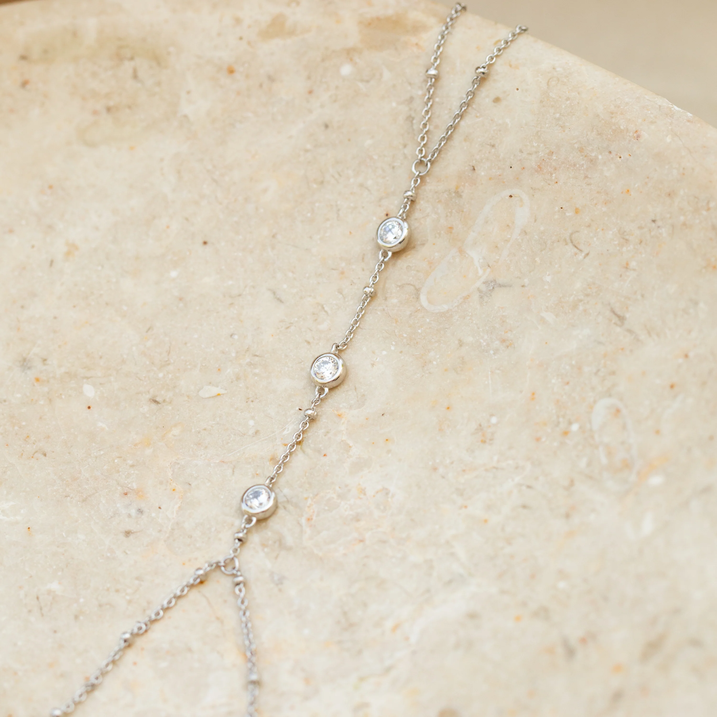 Diamond Bezel Hand Chain in Silver - Image 2