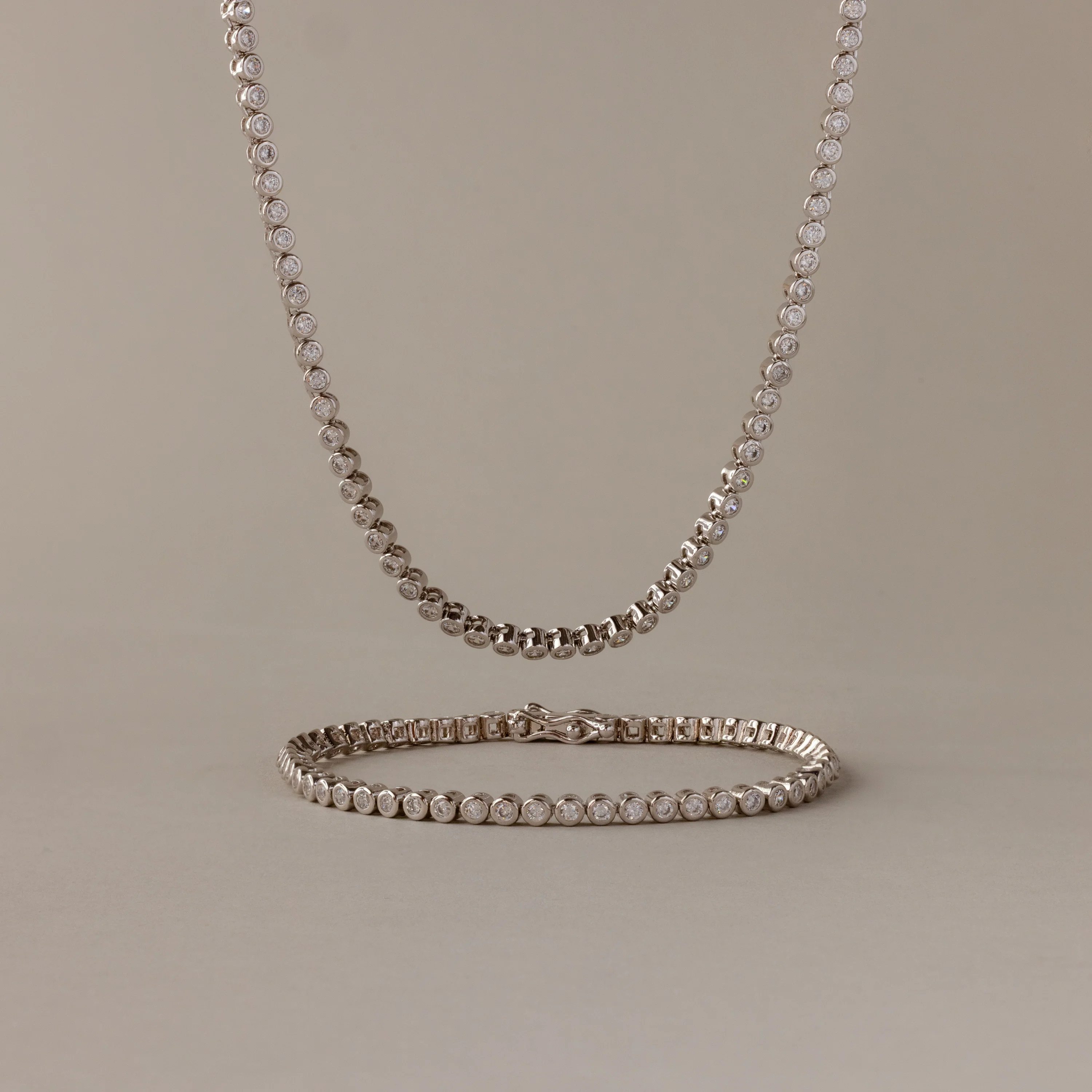 Diamond Bezel Tennis Necklace & Bracelet Set - Image 5