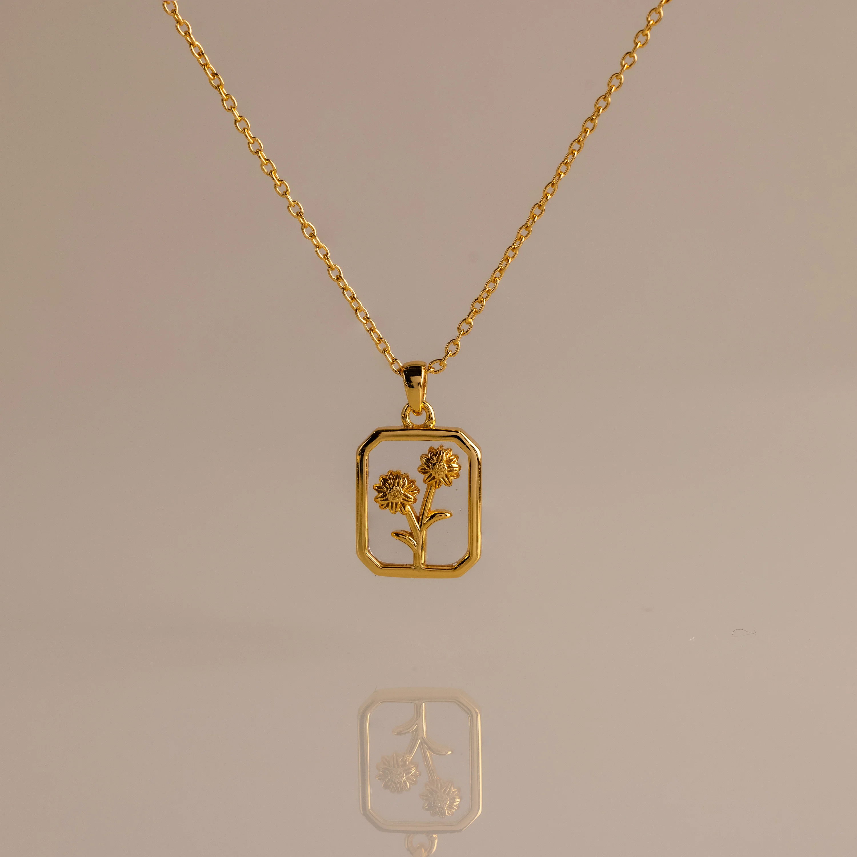 Diamond Birth Flower Charm Necklace