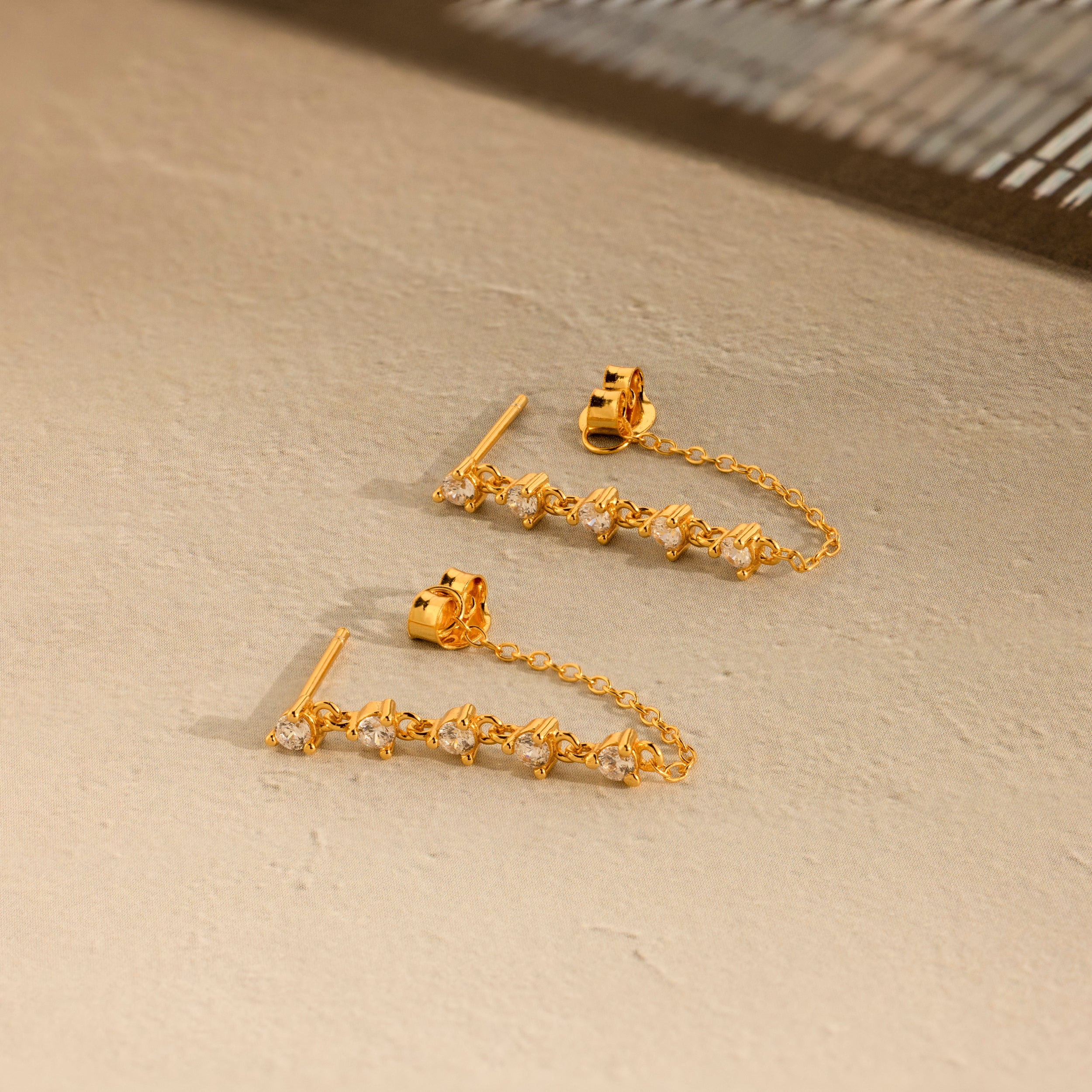 Diamond Chain Drop Earrings - Image 9