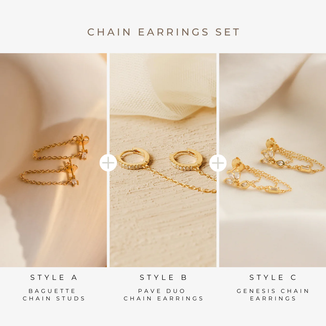Diamond Chain Earrings Set - Image 2
