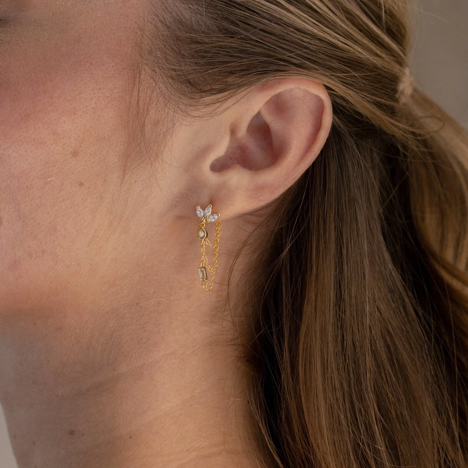 Diamond Chain Earrings Set - Image 4