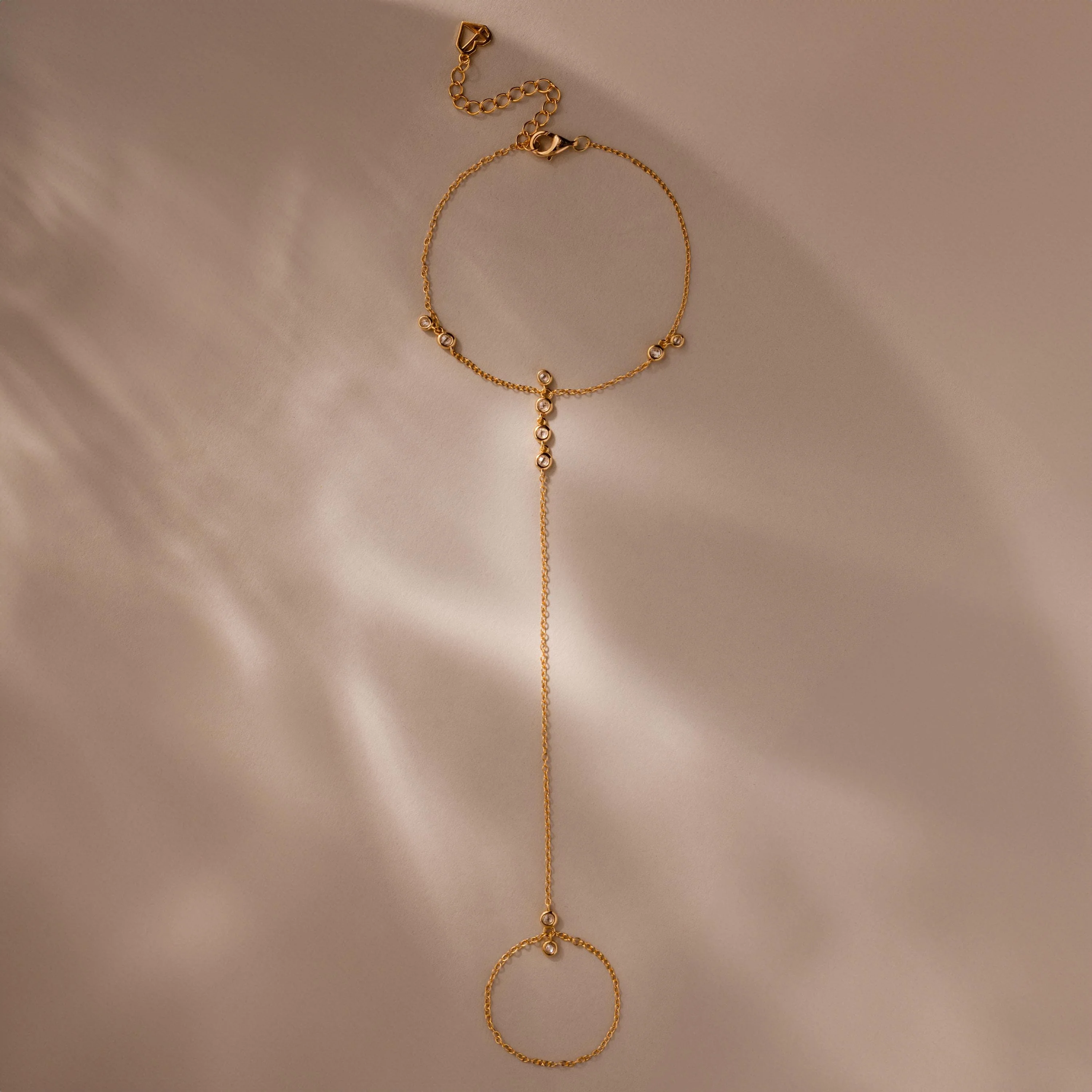Diamond Cluster Hand Chain Bracelet in 18K Gold - Image 2