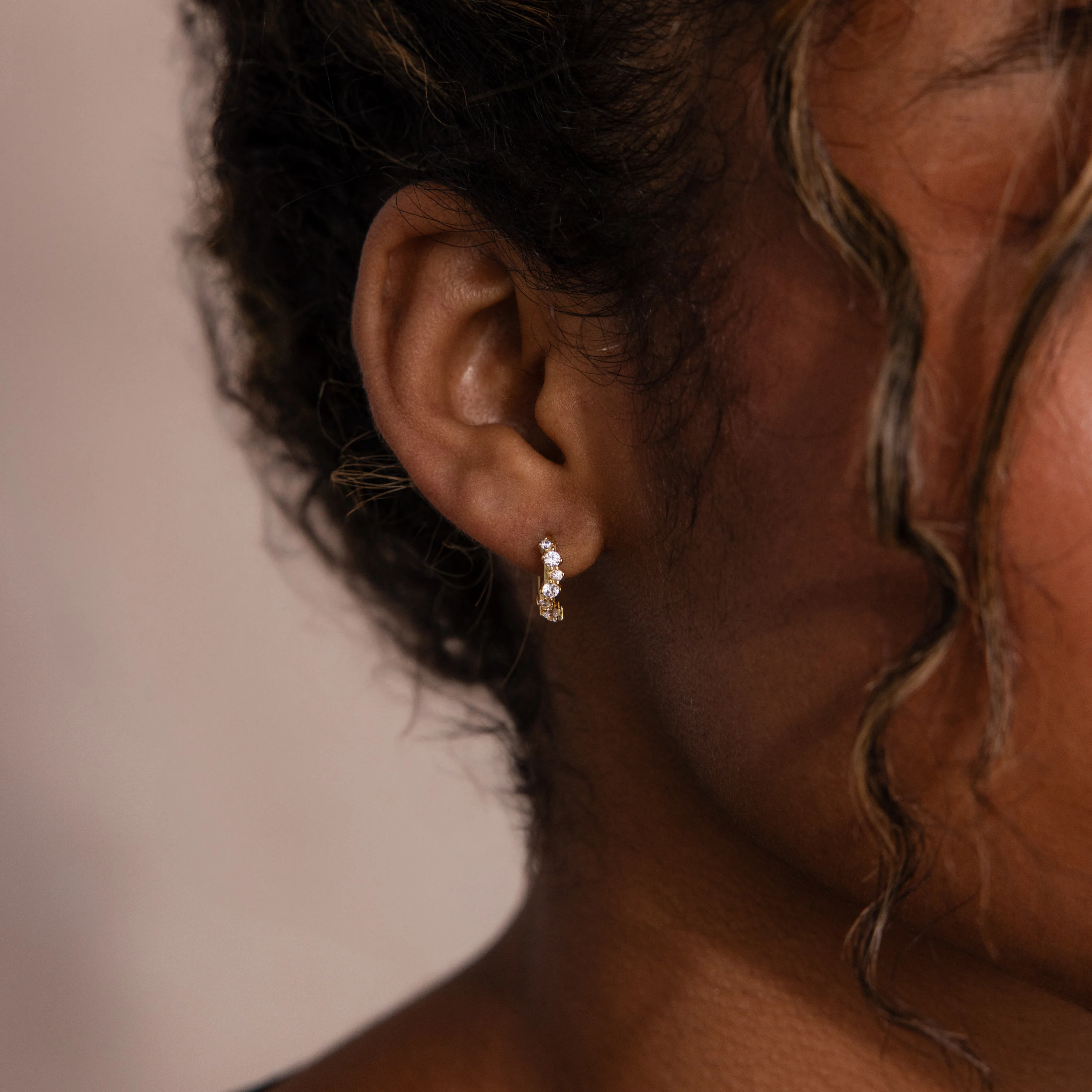 Diamond Cluster Hoops in 18K Gold - Image 2