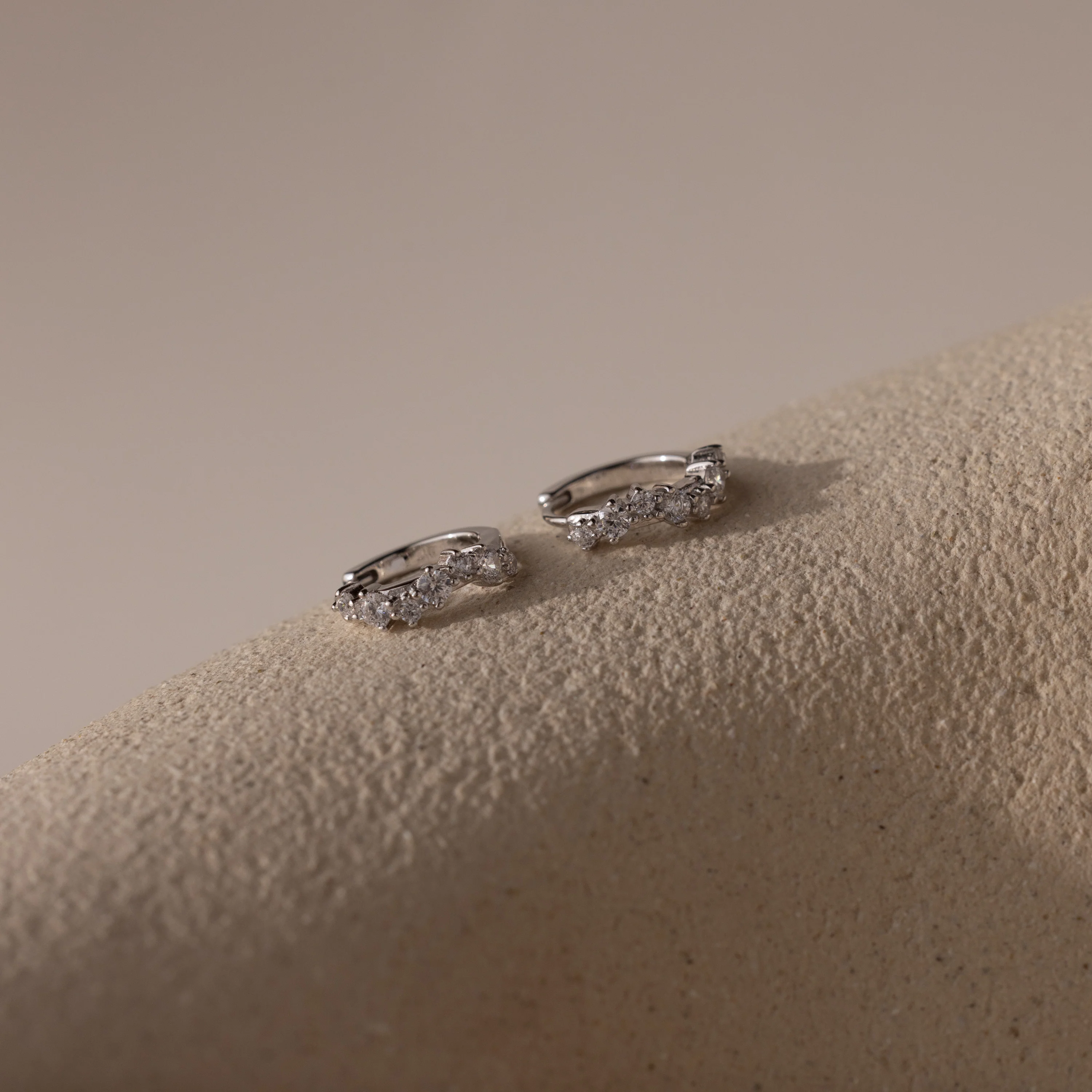 Diamond Cluster Hoops in Silver - Image 3