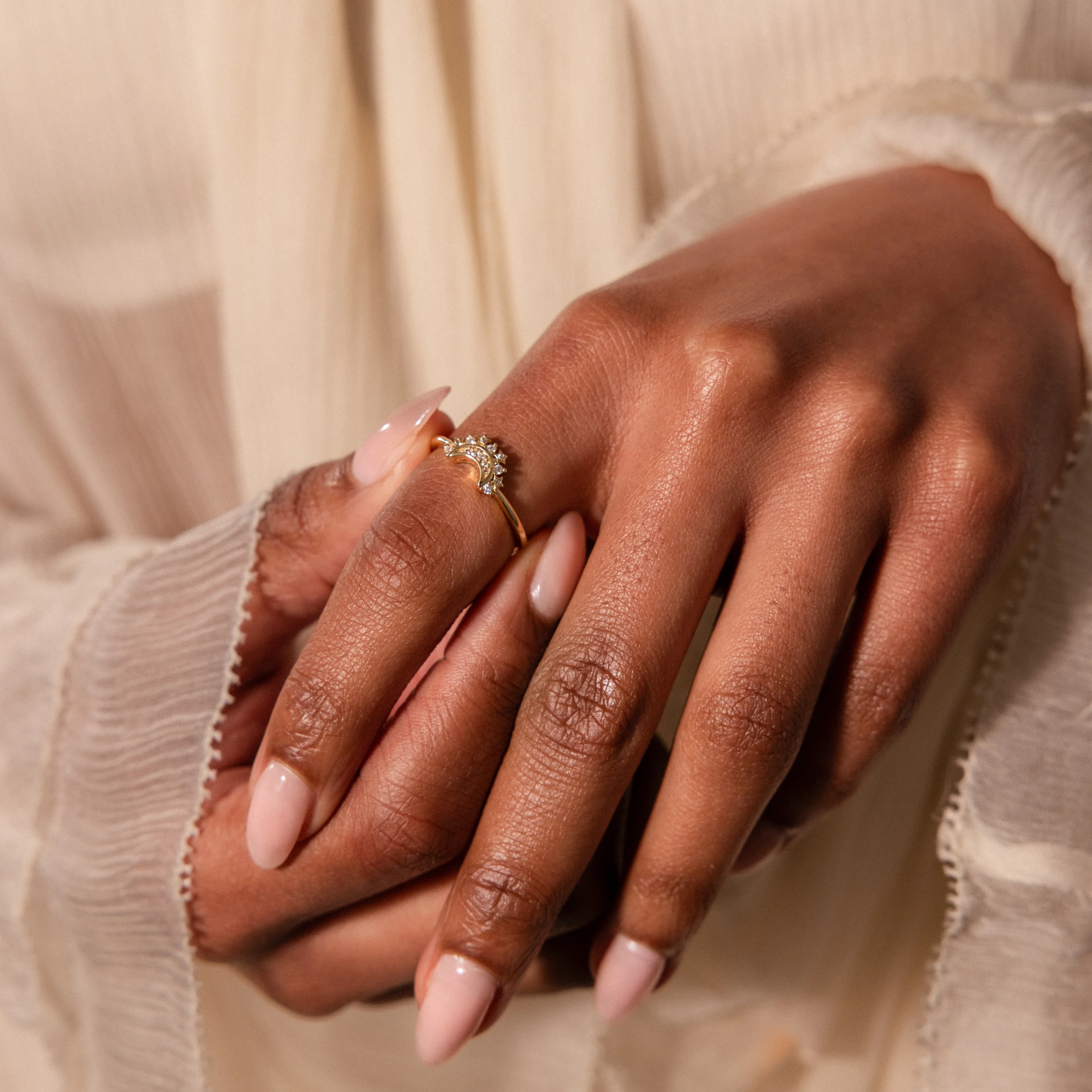 Diamond Crescent Moon Ring - Image 2