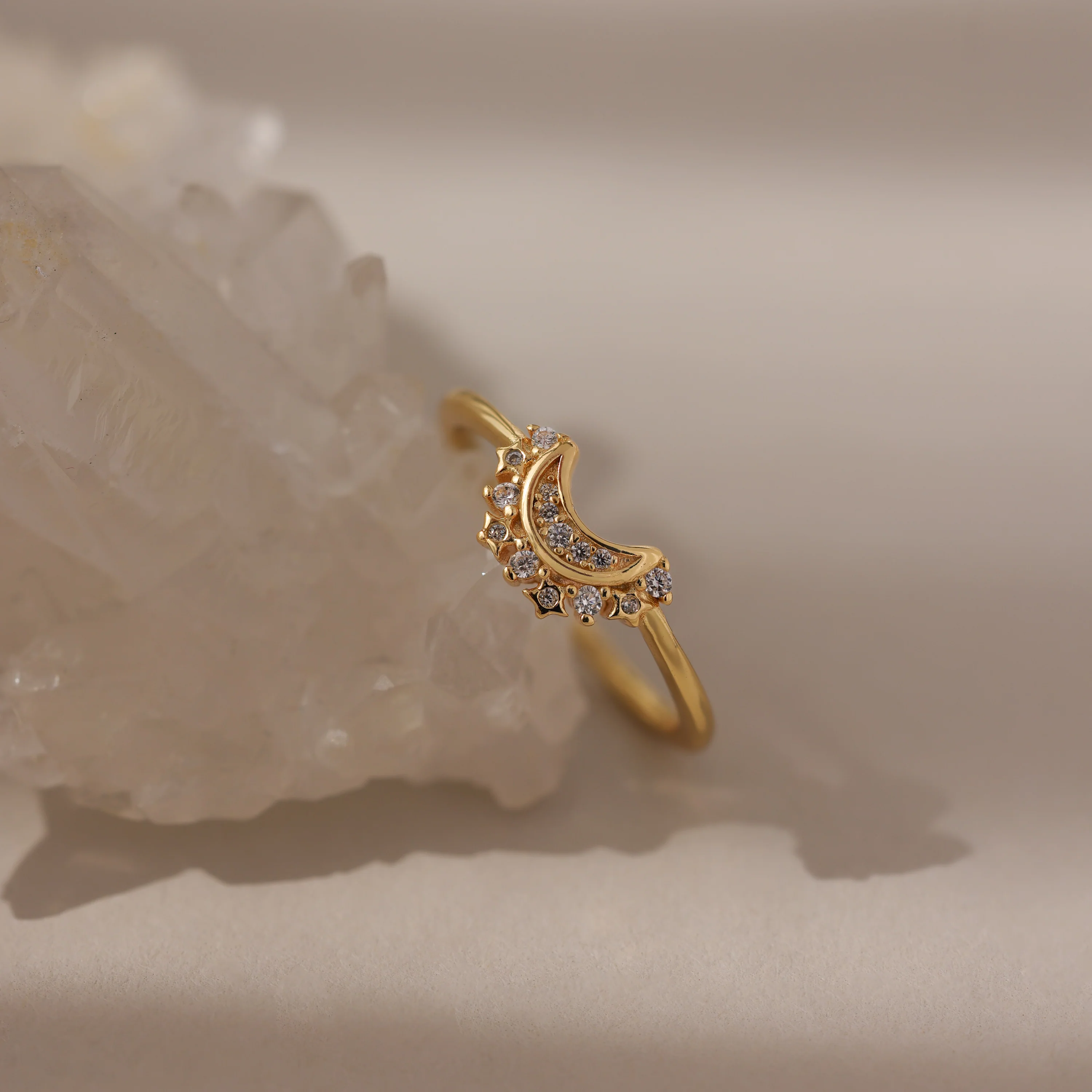 Diamond Crescent Moon Ring - Image 3